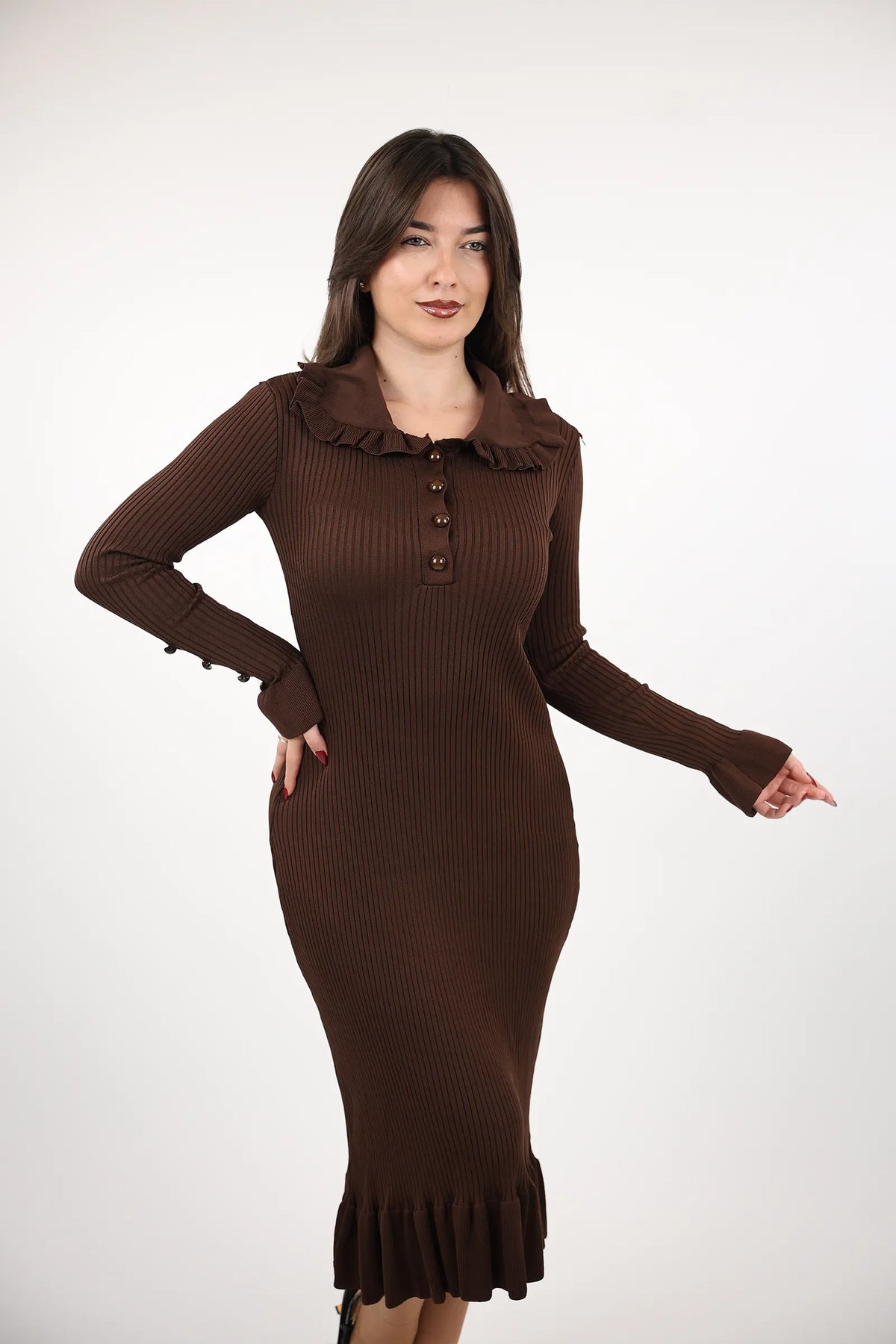 Fustan knit ruffle