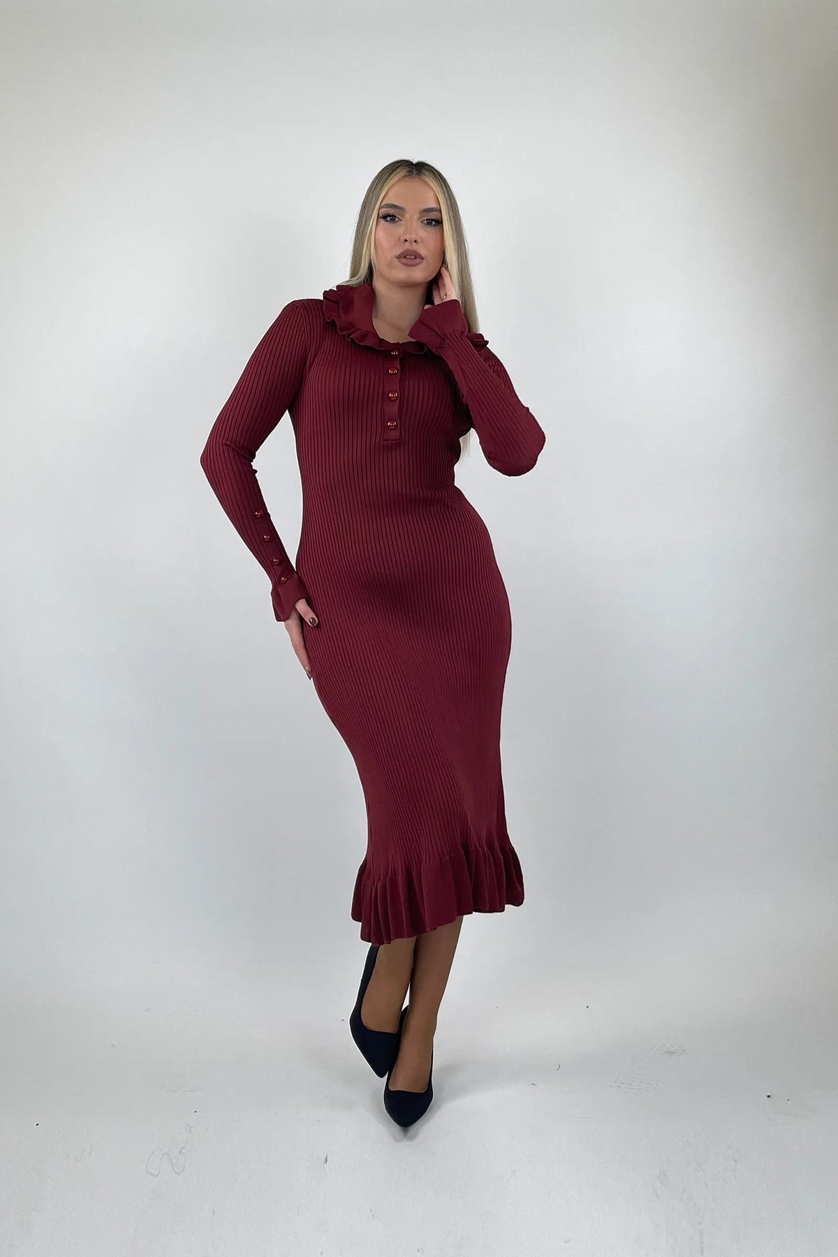 Fustan knit ruffle