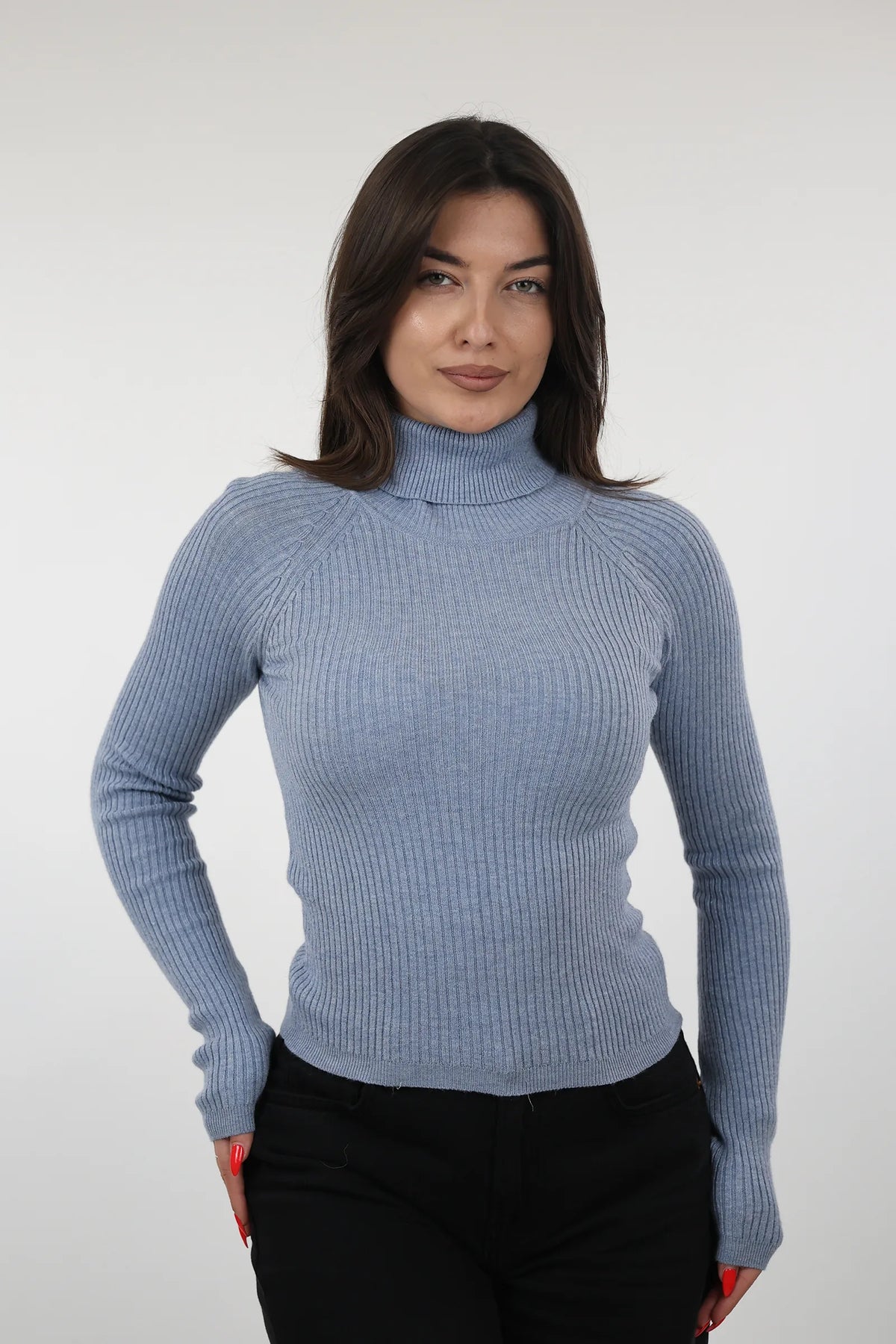 Rrollke fitted rib-knit
