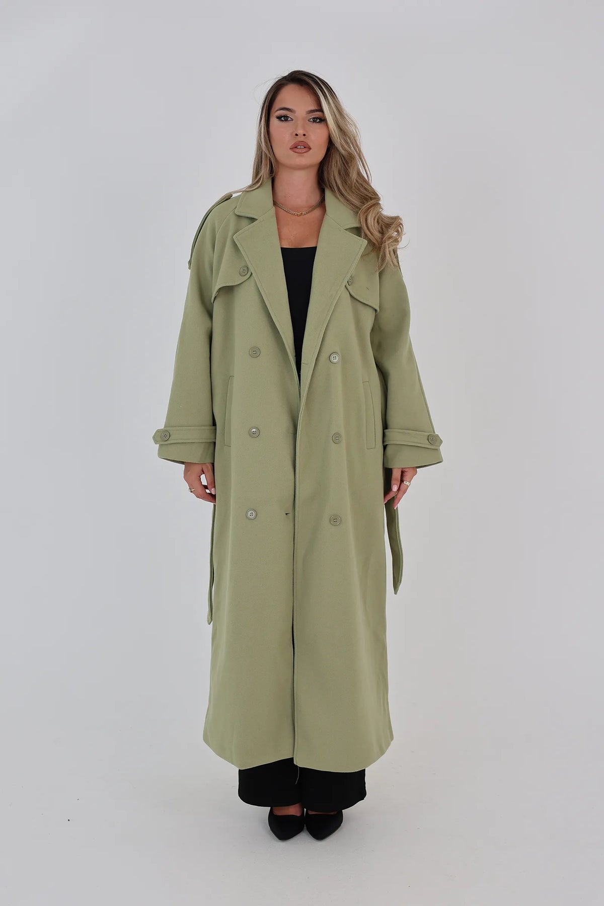 Pallto long olive green