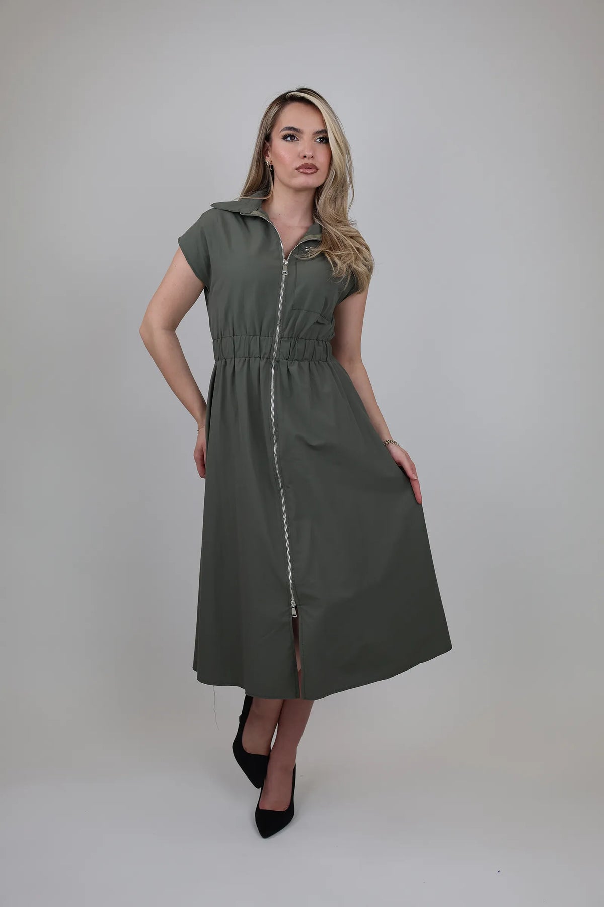 Fustan chic zippered front
