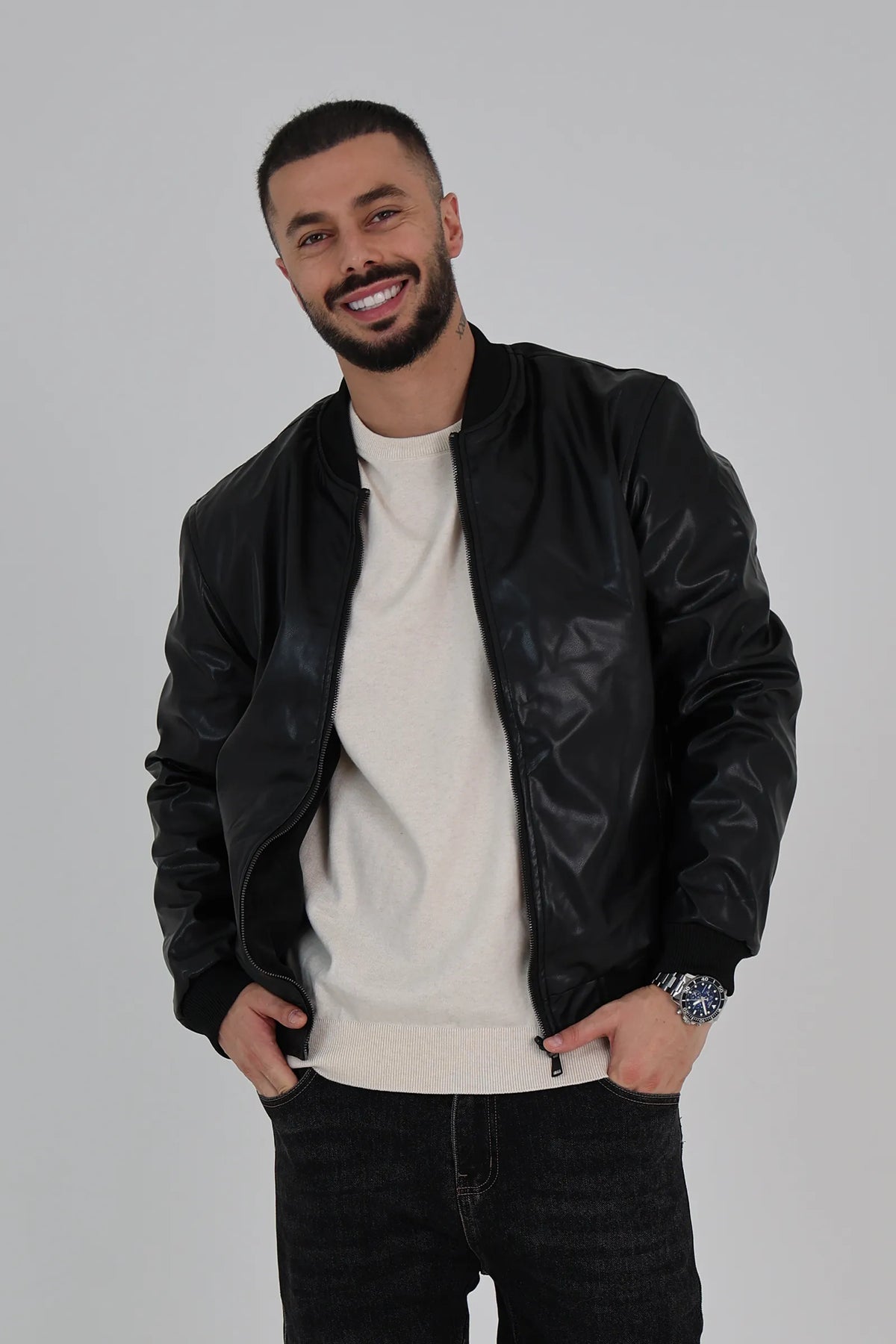 Jakne  faux-leather bomber
