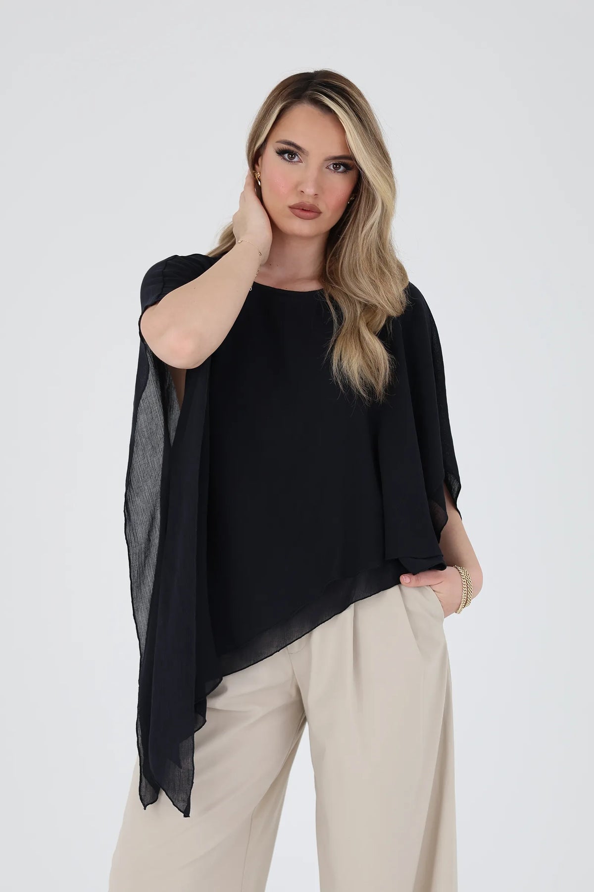 Maice asymmetric chiffon
