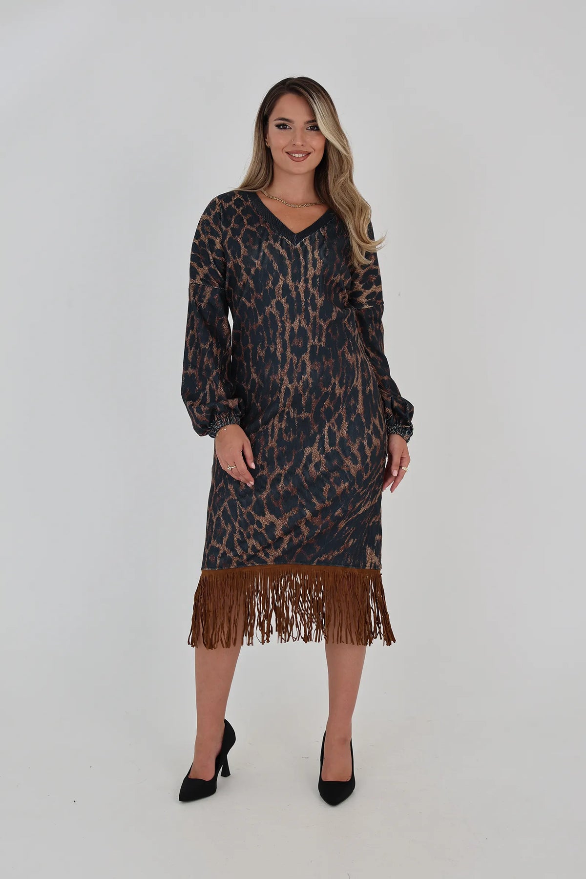 Fustan leopard print midi
