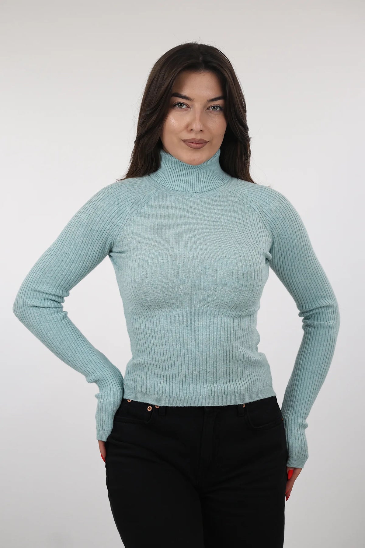 Rrollke fitted rib-knit