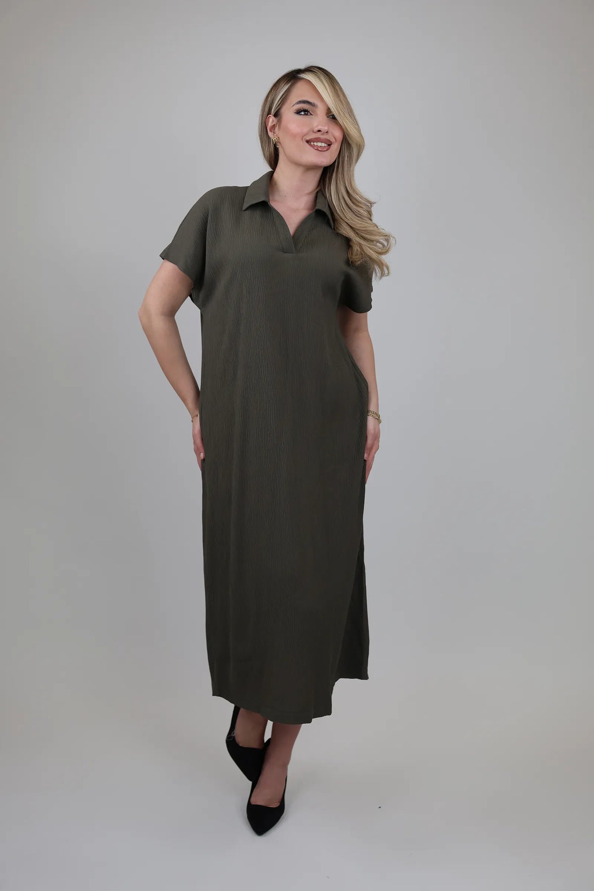 Fustan midi shirt dress