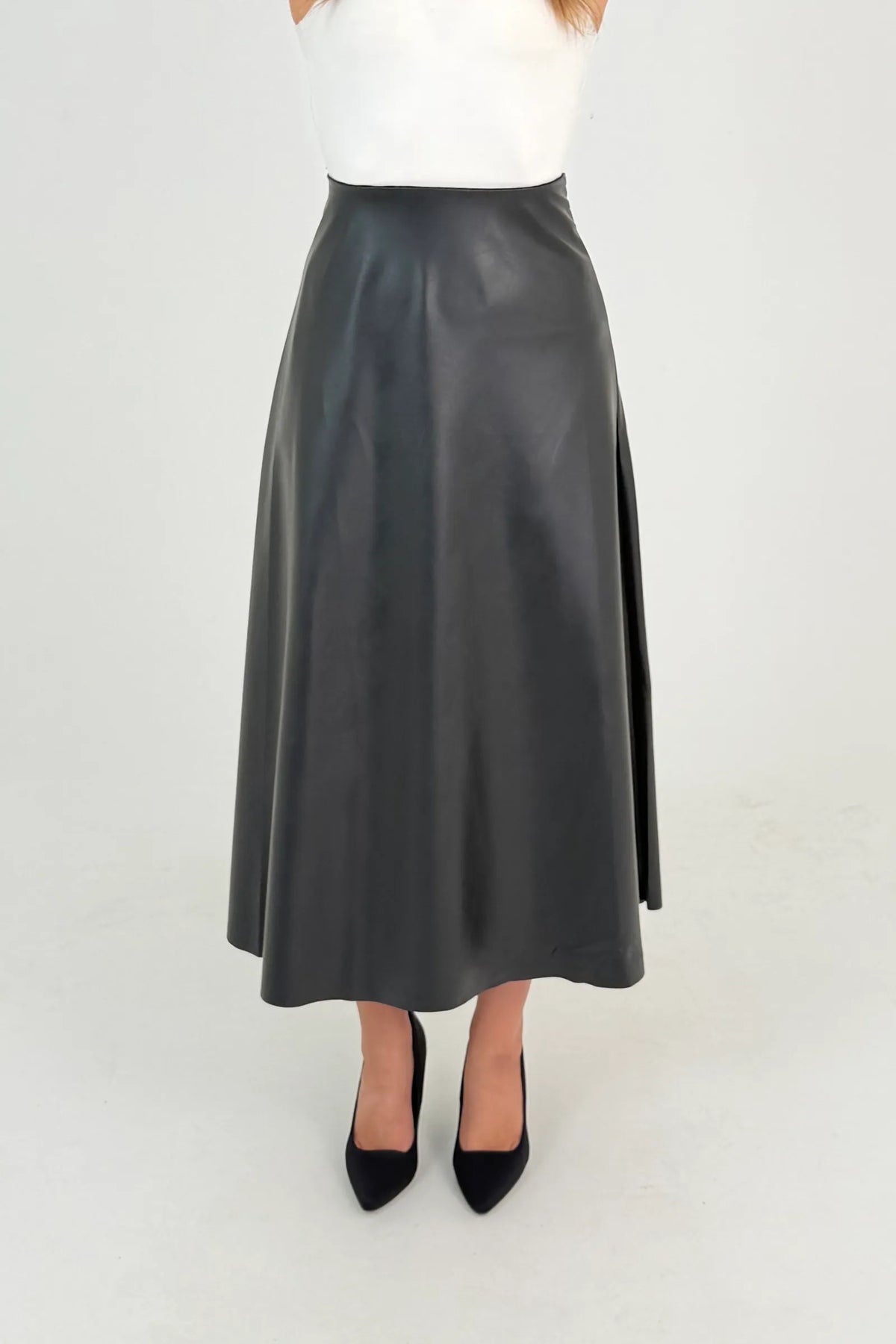 Fund leather midi skirt