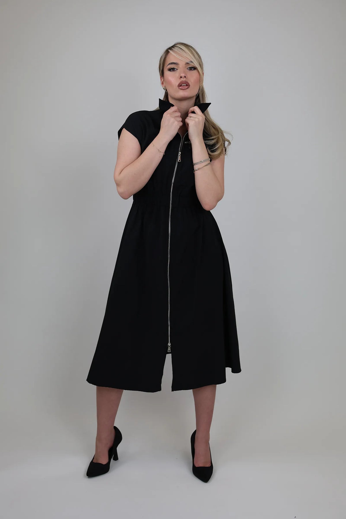 Fustan chic zippered front