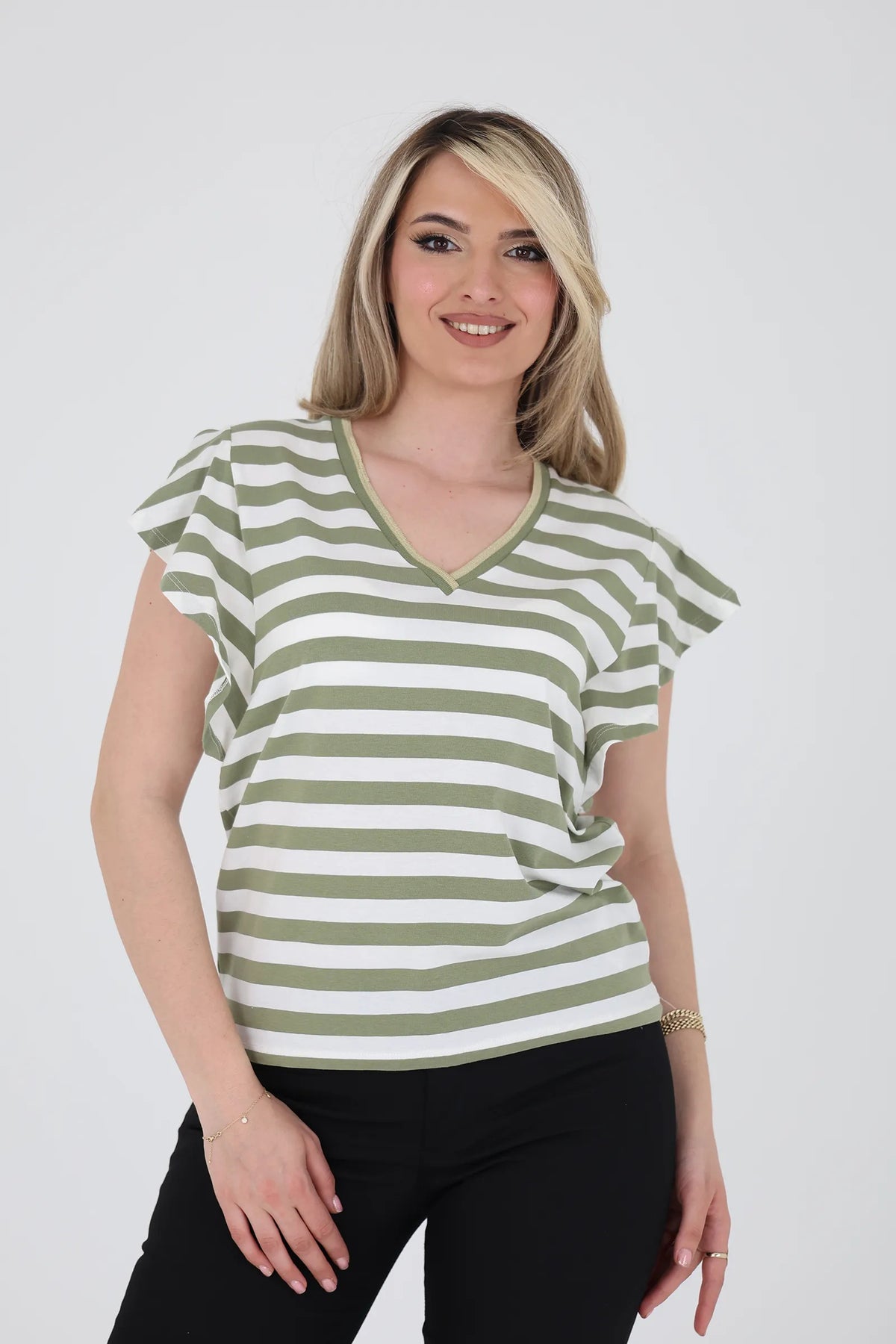 Maice striped v-neck