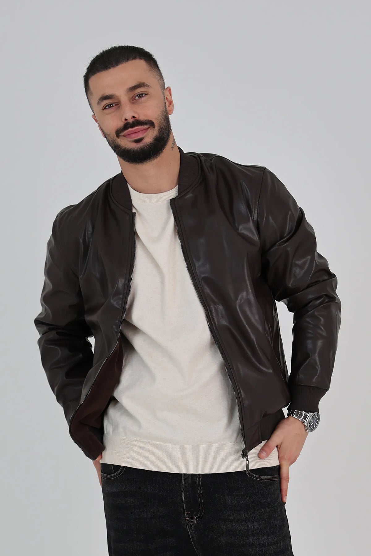 Jakne  faux-leather bomber