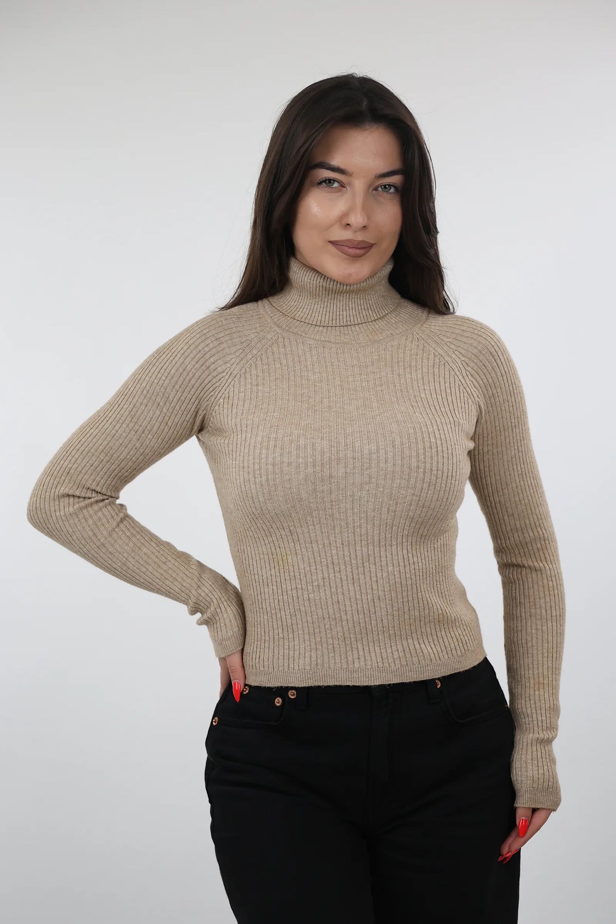Rrollke fitted rib-knit