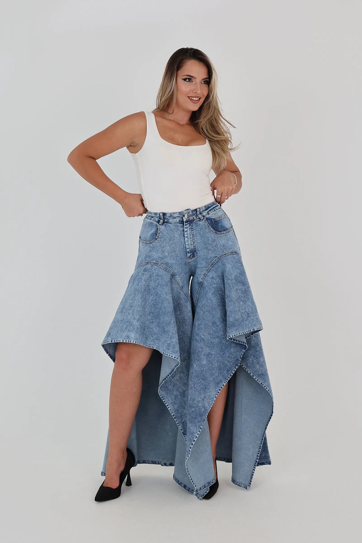 Farmerka asymmetrical denim