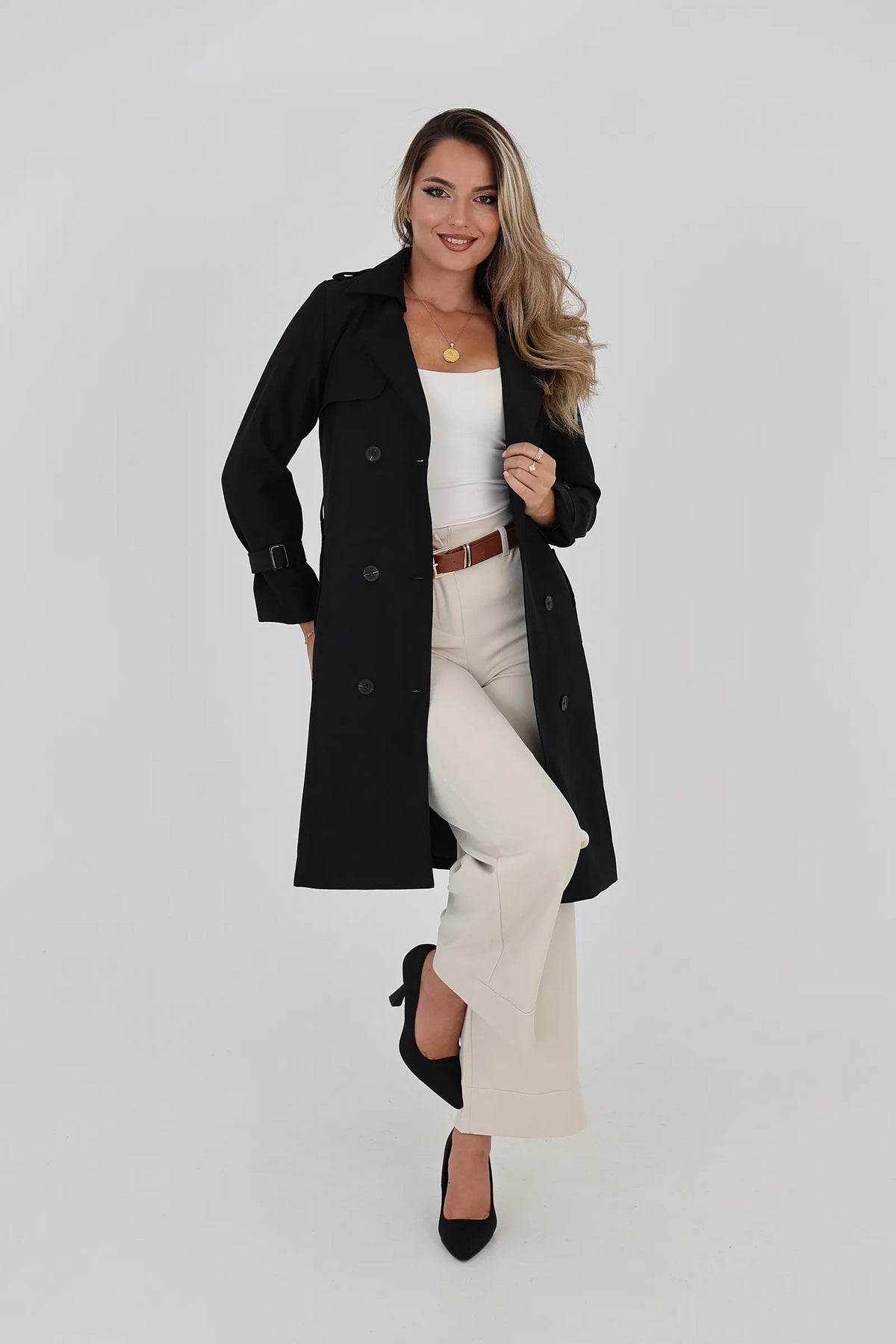 Mantil midi trench