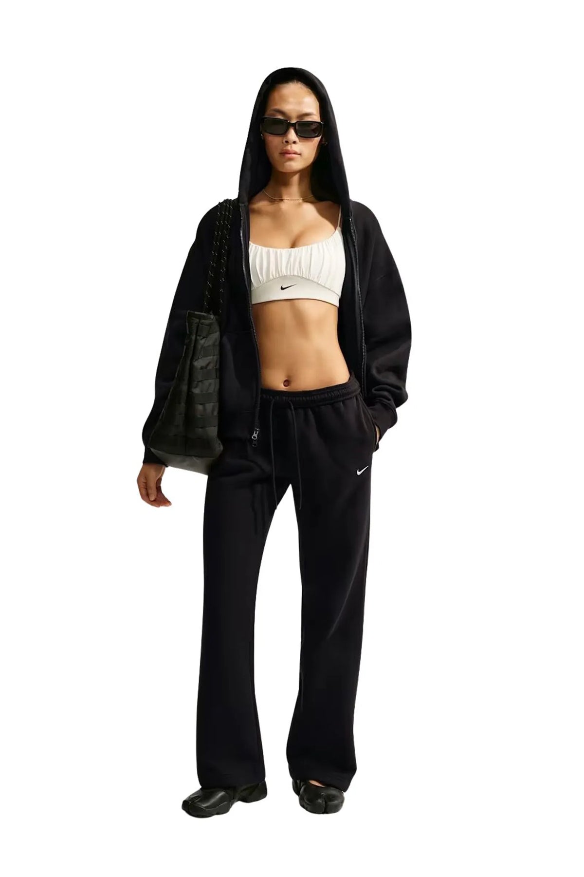 Trenerka nike studio fleece women's mid-rise open-hem trousers IM8078-001