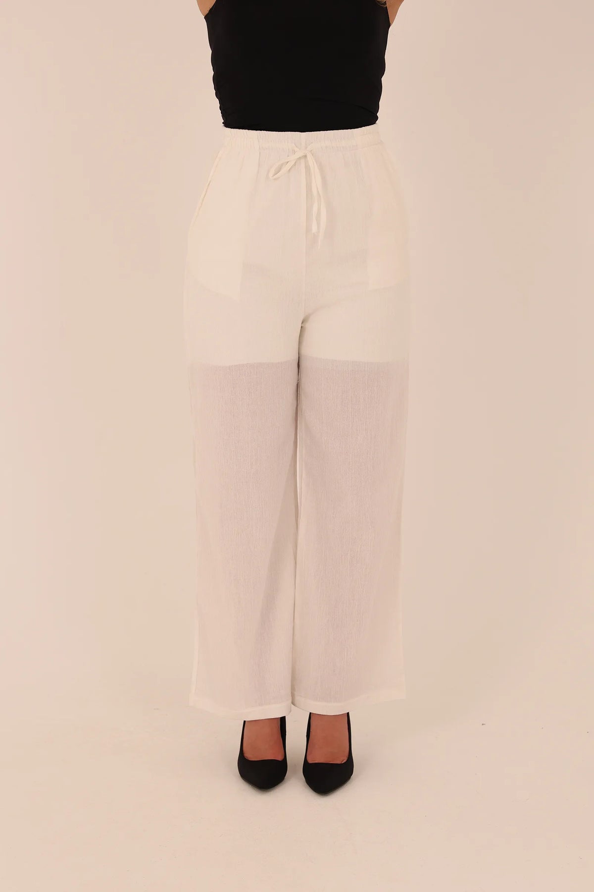 Pantallona linen elastic waist