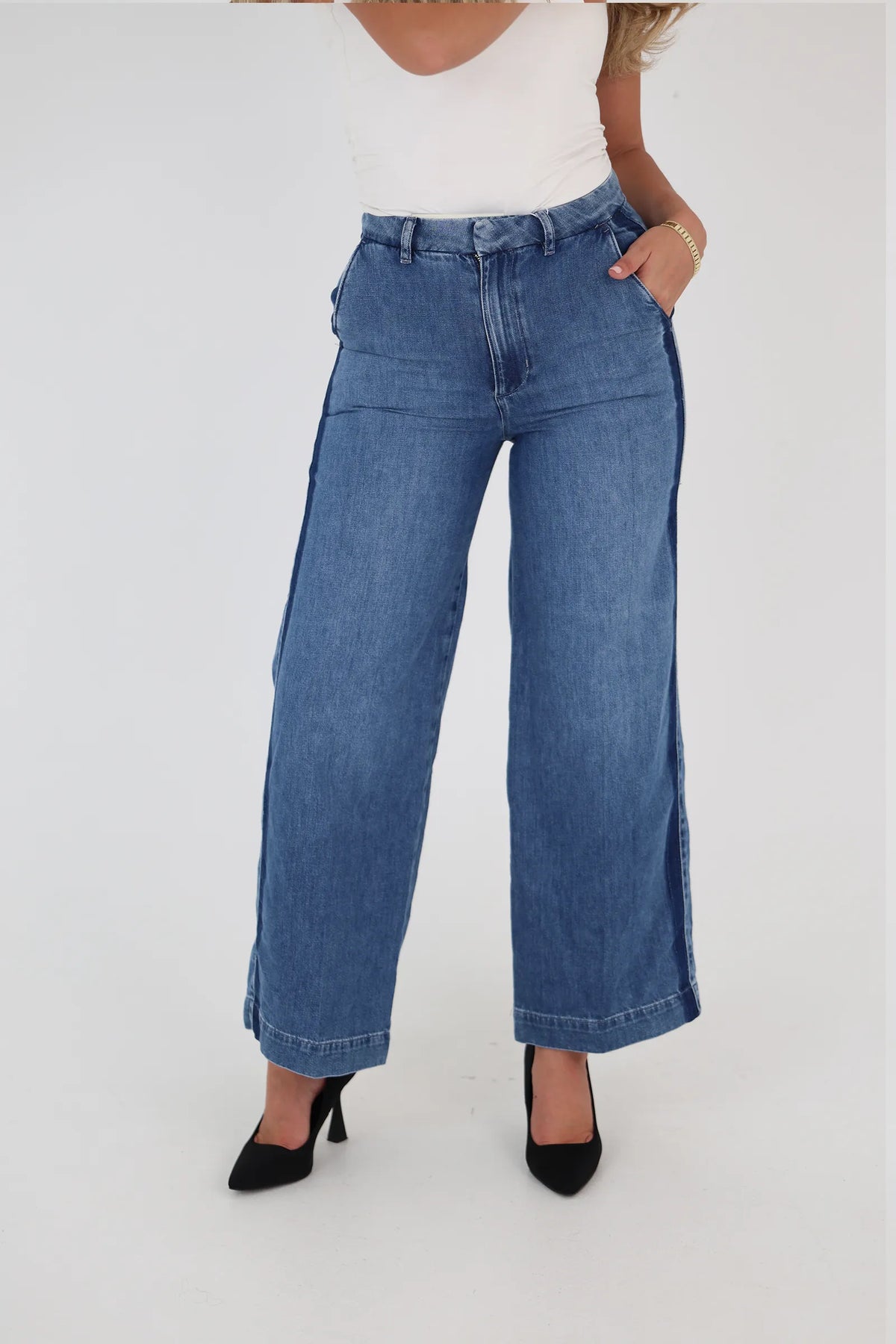 Farmerka wide-leg blue denim