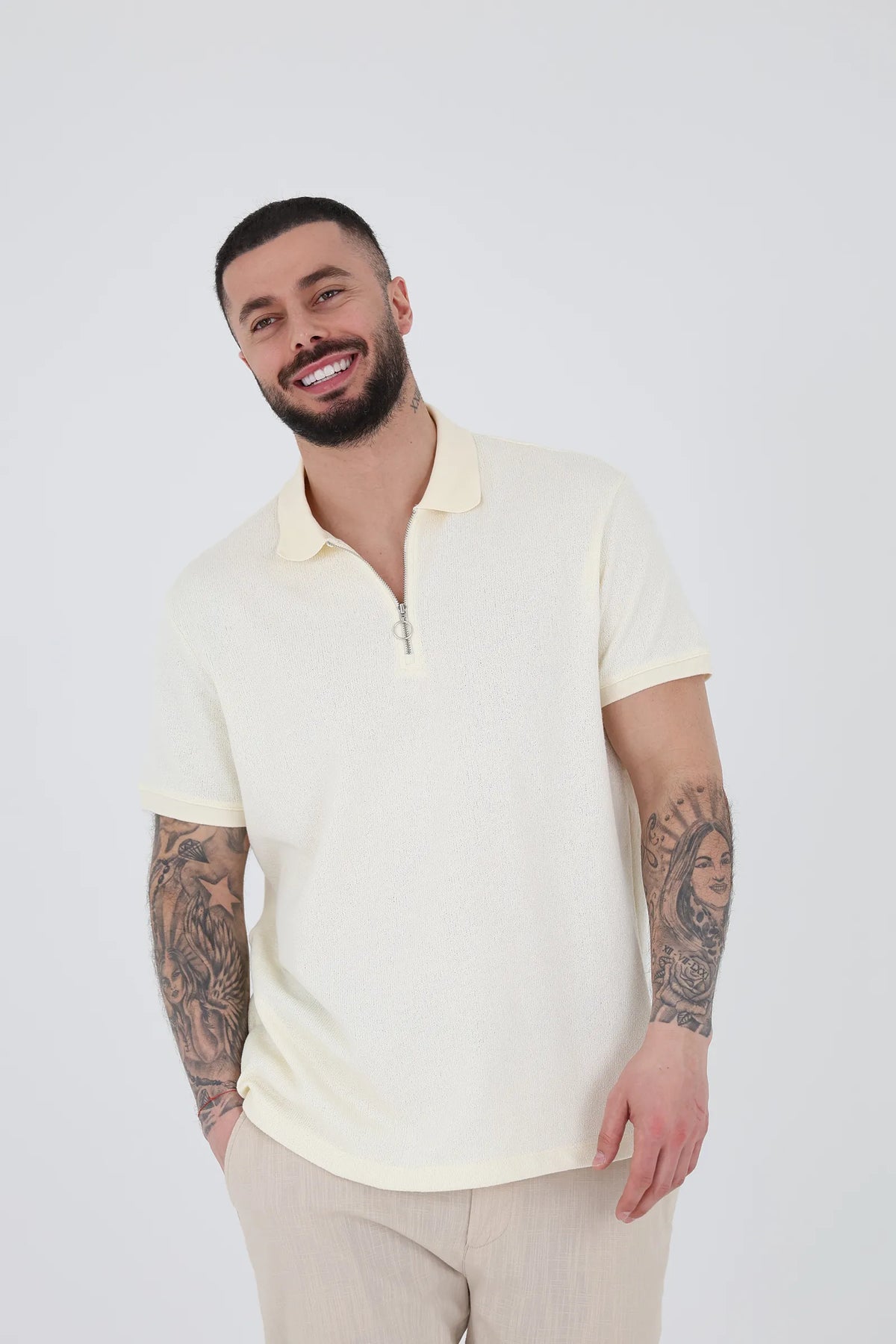 Maice half zip textured