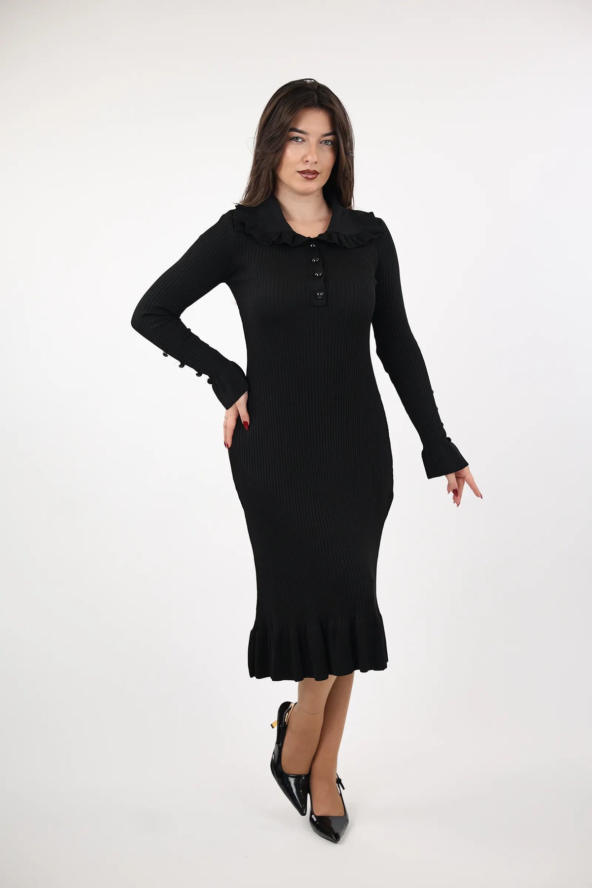 Fustan knit ruffle