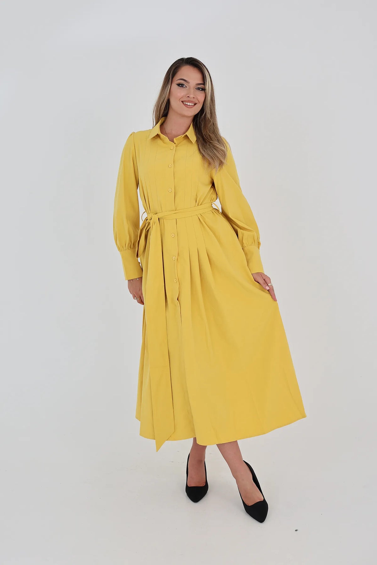 Fustan  long-sleeved mustard