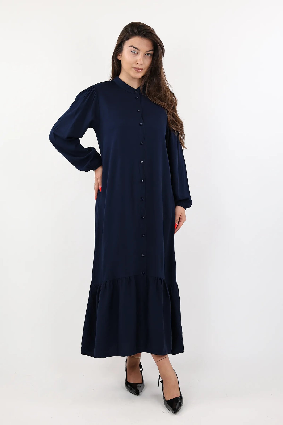 Fustan button maxi