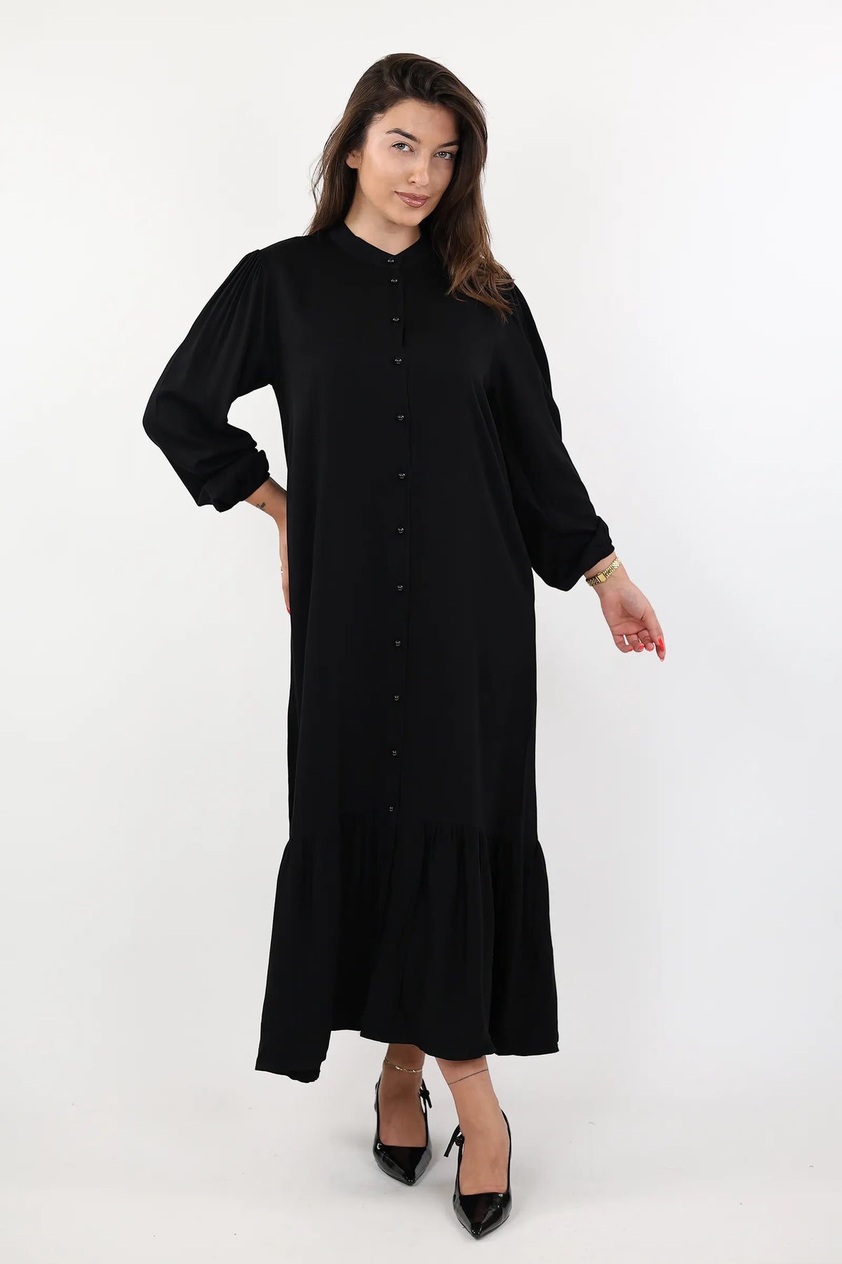 Fustan button maxi