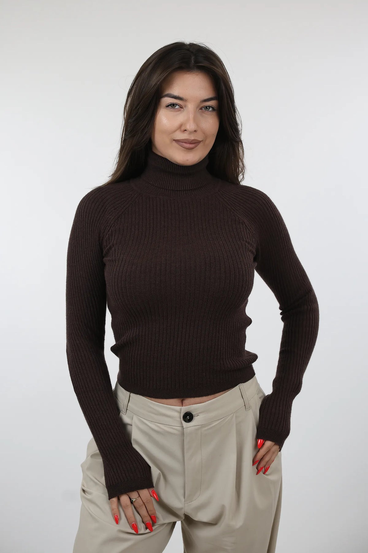 Rrollke fitted rib-knit