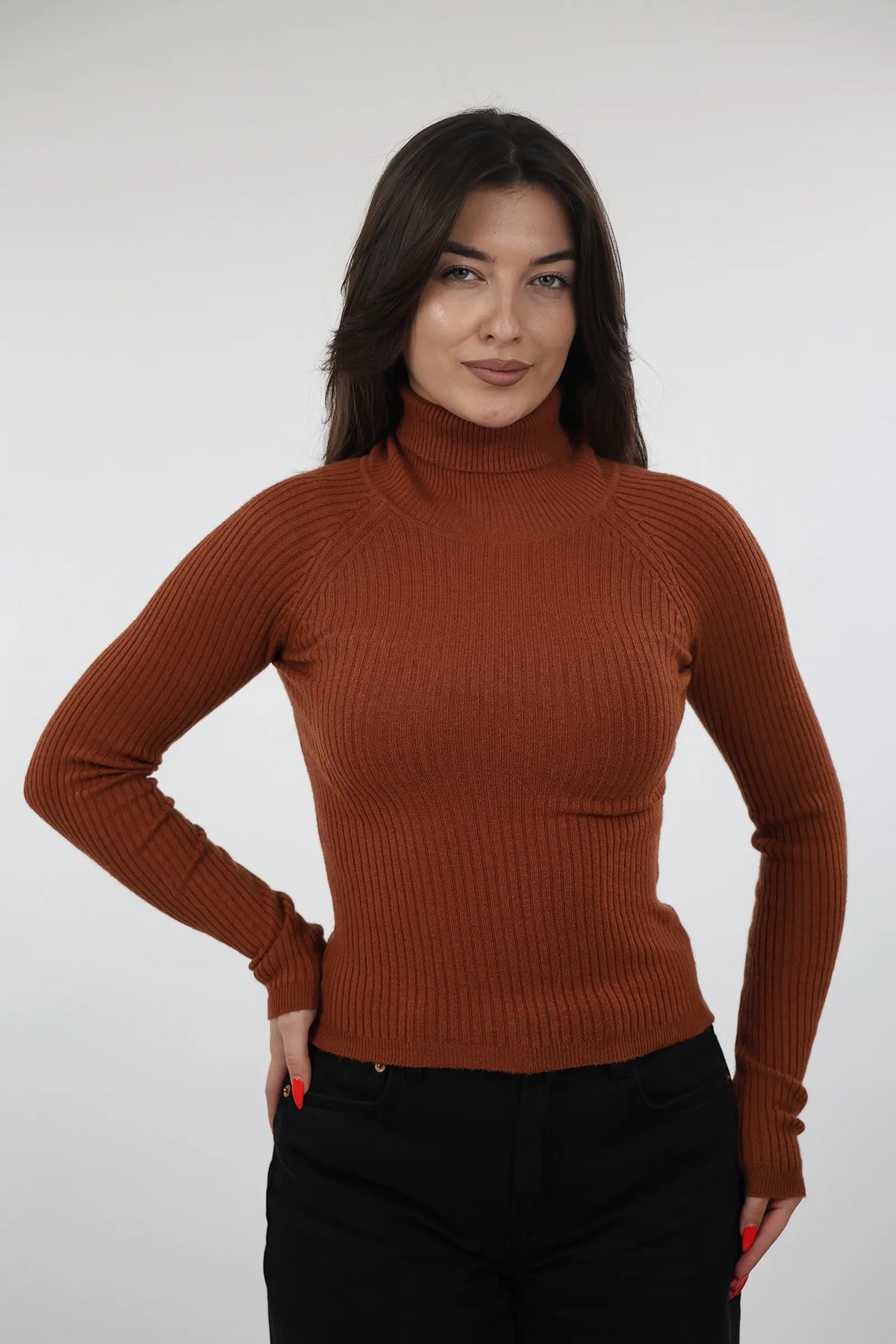 Rrollke fitted rib-knit