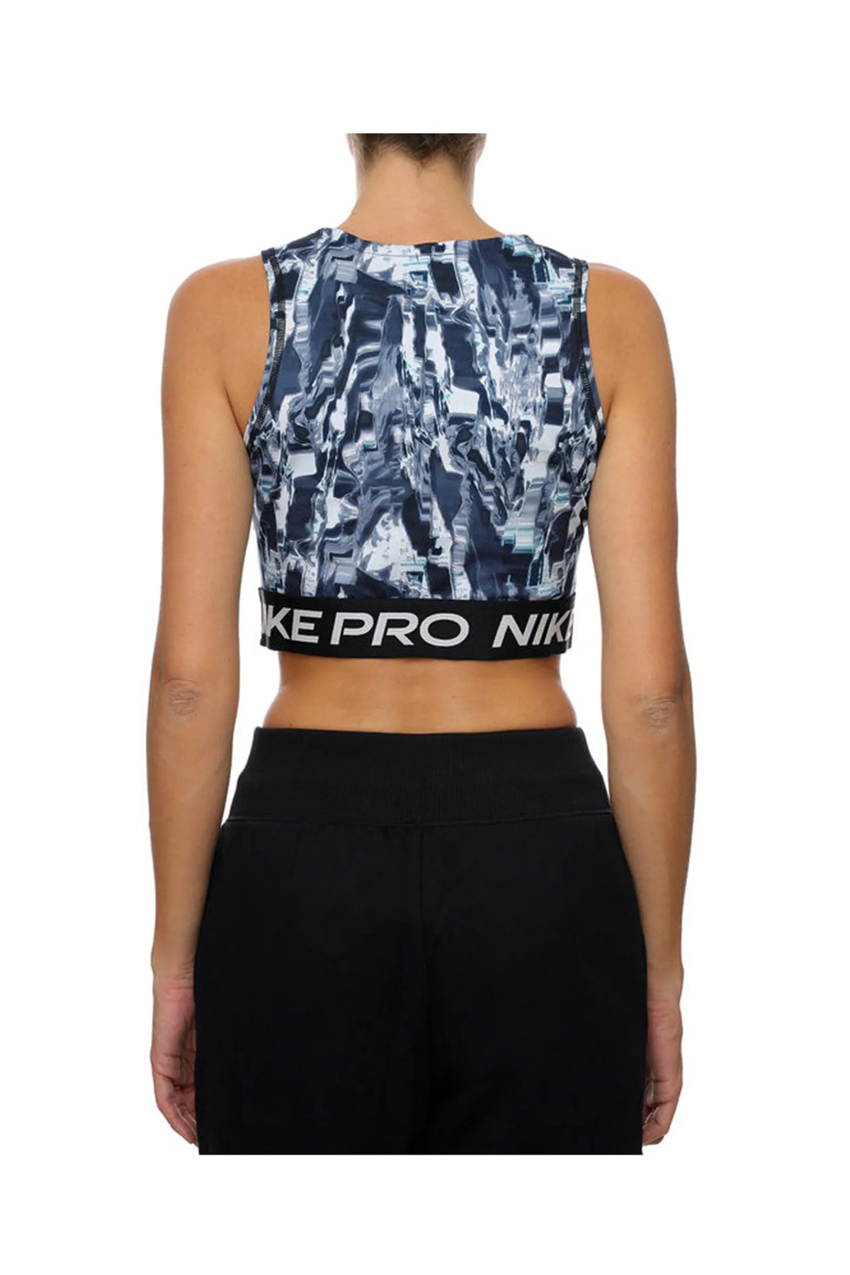 MAICË NEW Nike Pro Dri-Fit All-Over Print Cropped Halter Tank Top DQ5566-010 Womens M
