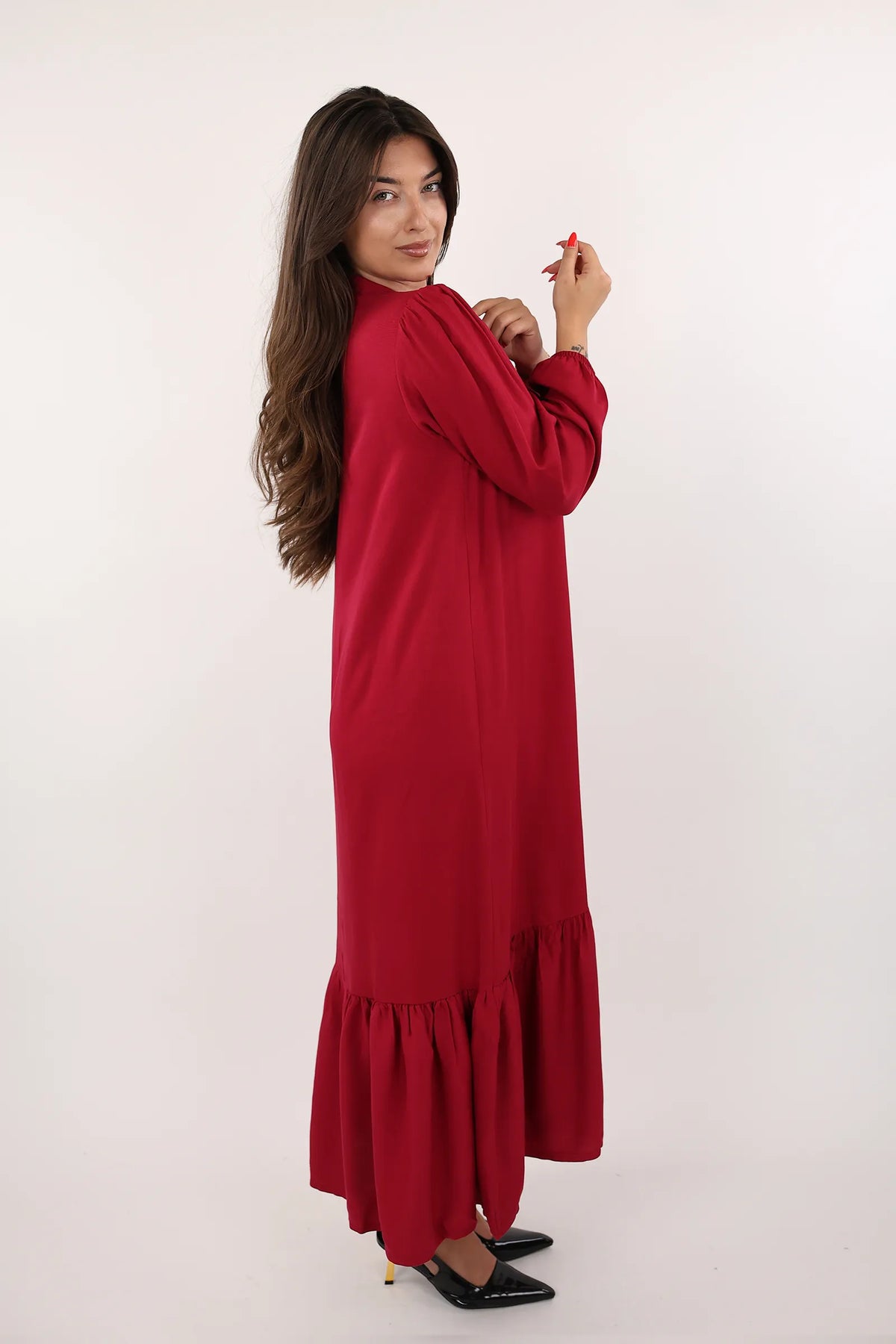 Fustan button maxi