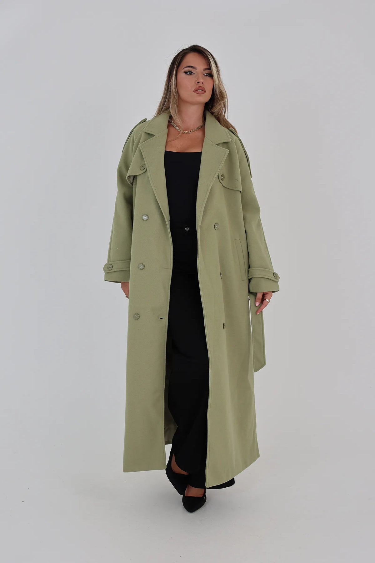 Pallto long olive green
