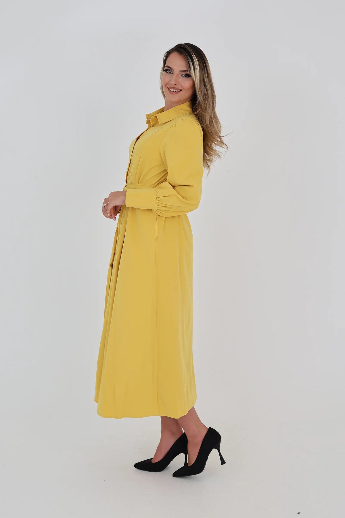 Fustan  long-sleeved mustard
