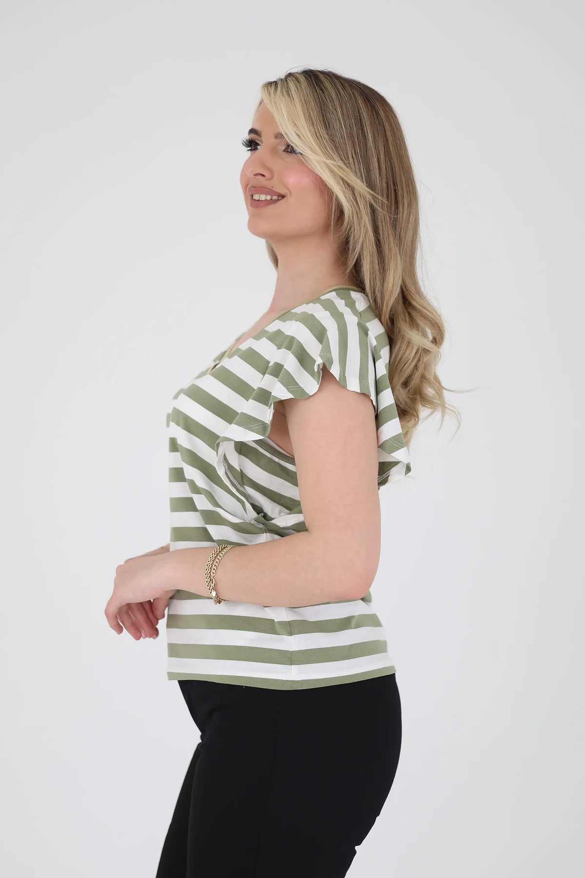 Maice striped v-neck