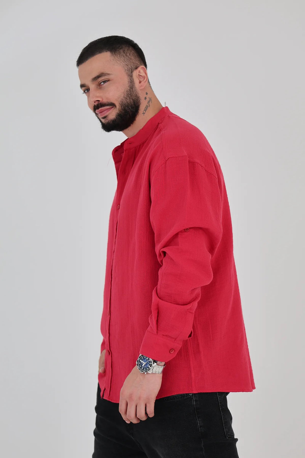 Kemishe mandarin collar