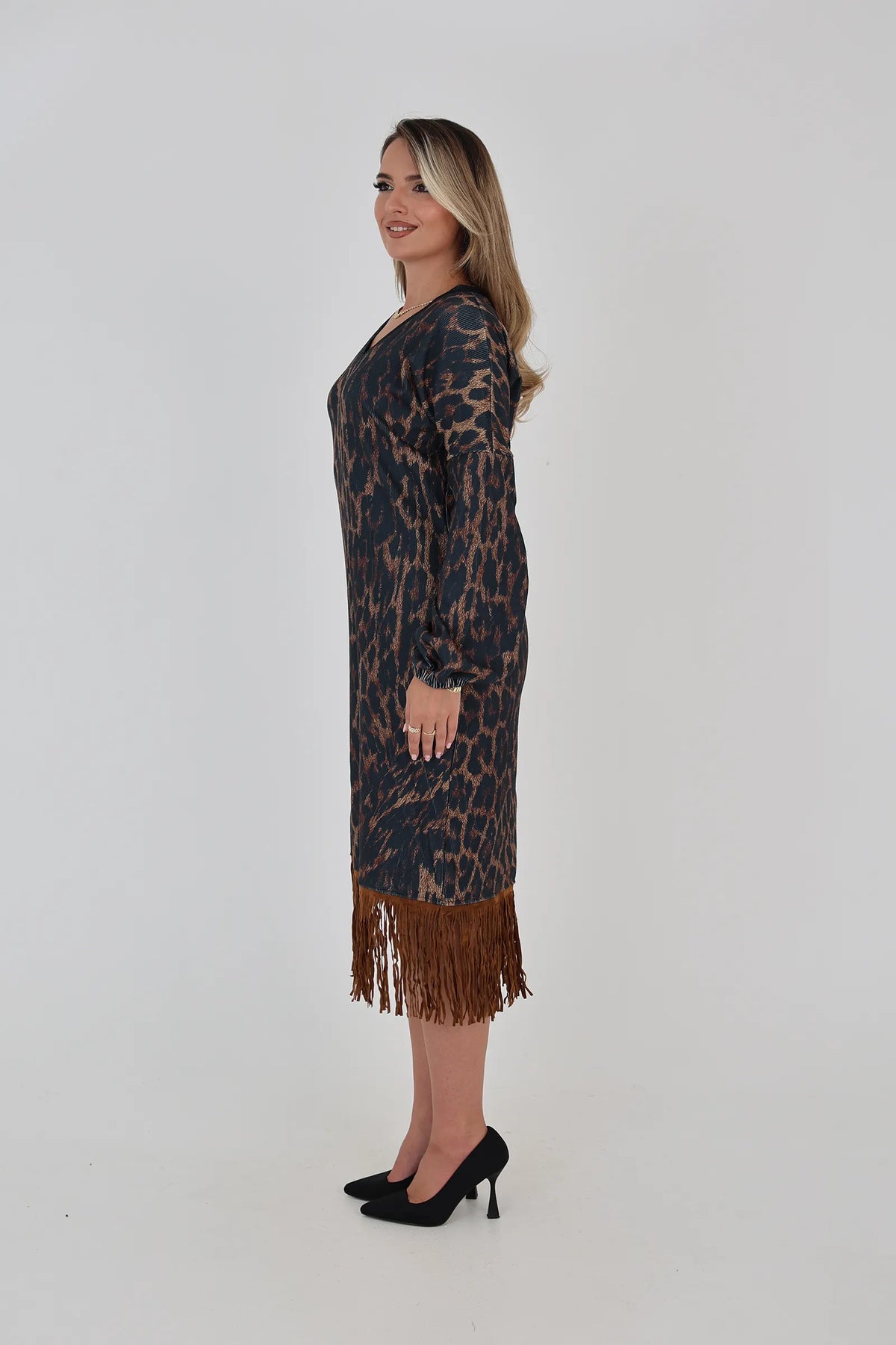 Fustan leopard print midi