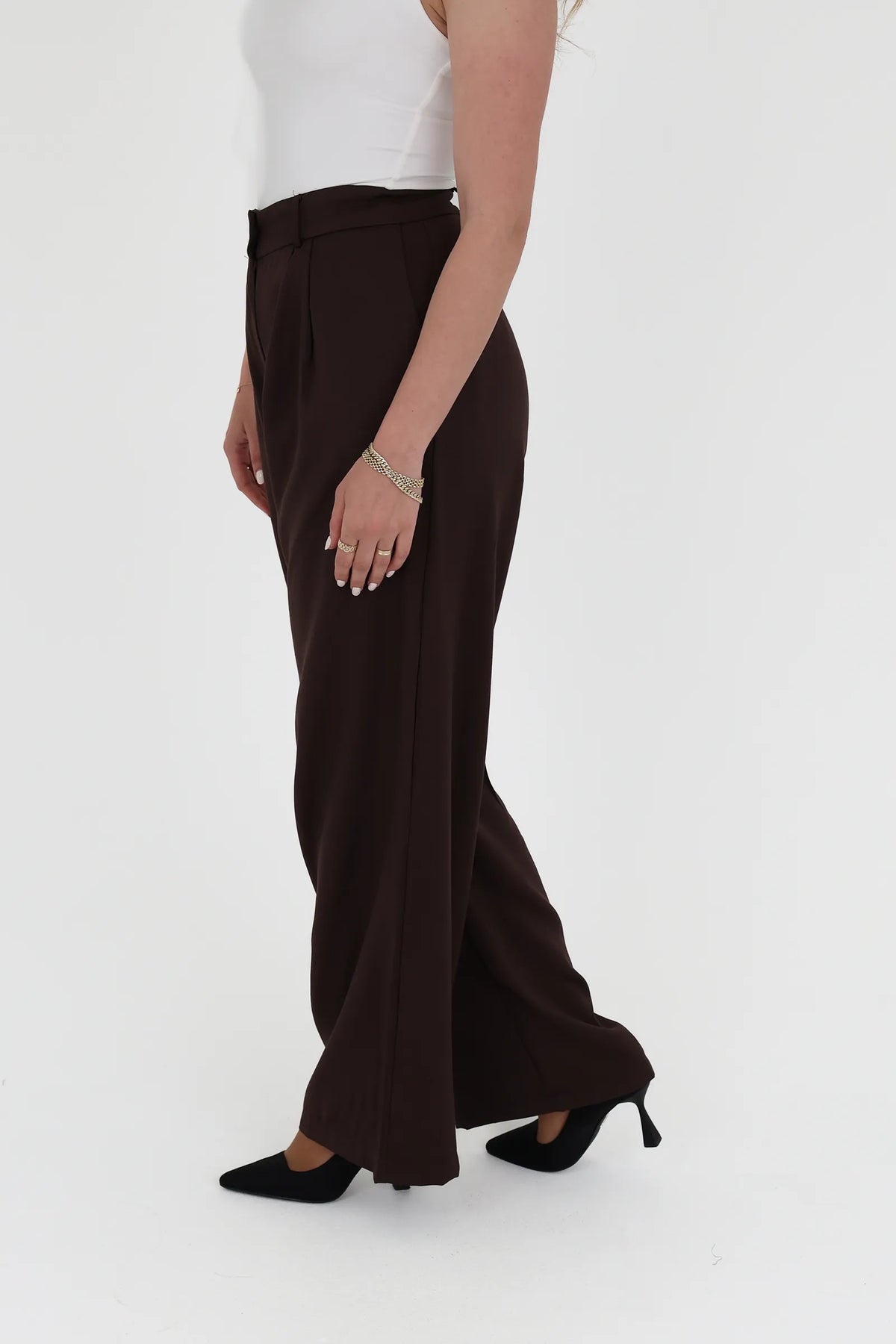 Pantallona button high waisted