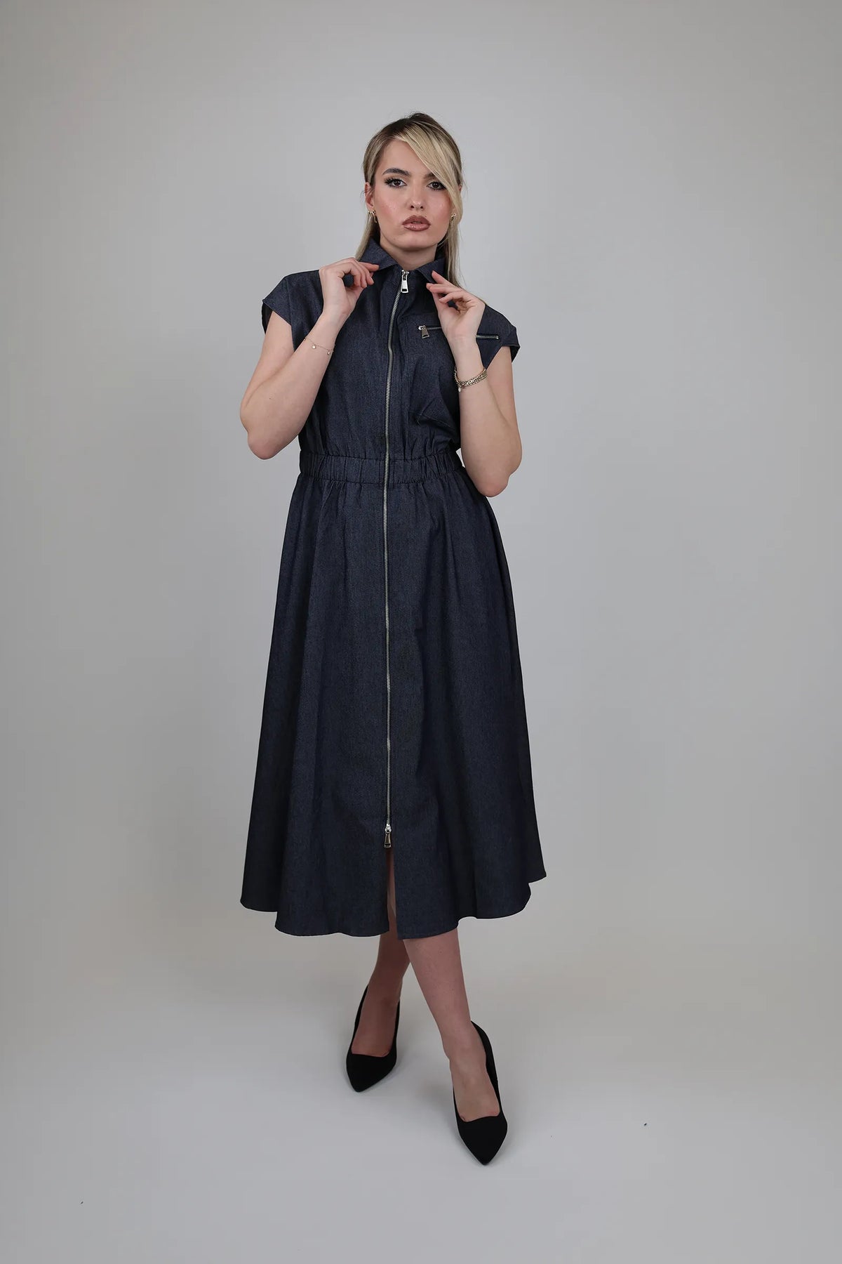 Fustan chic zippered front