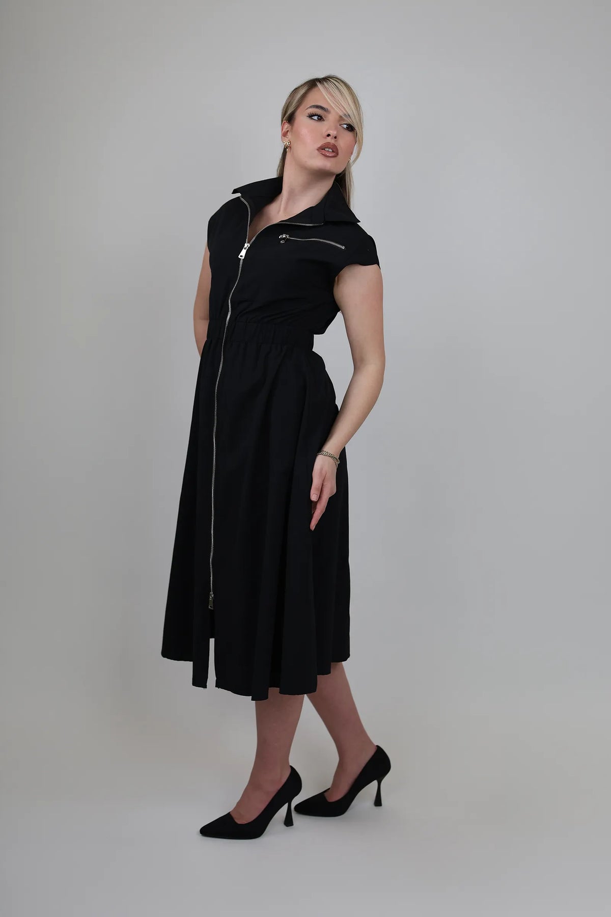 Fustan chic zippered front