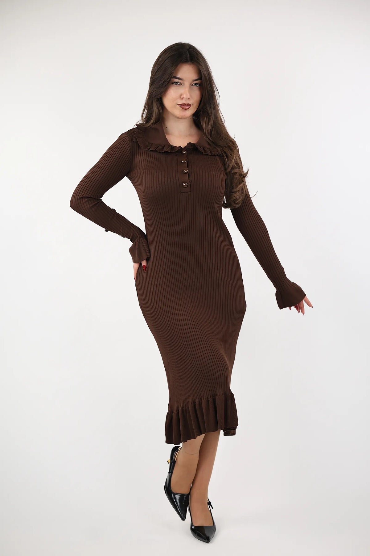 Fustan knit ruffle