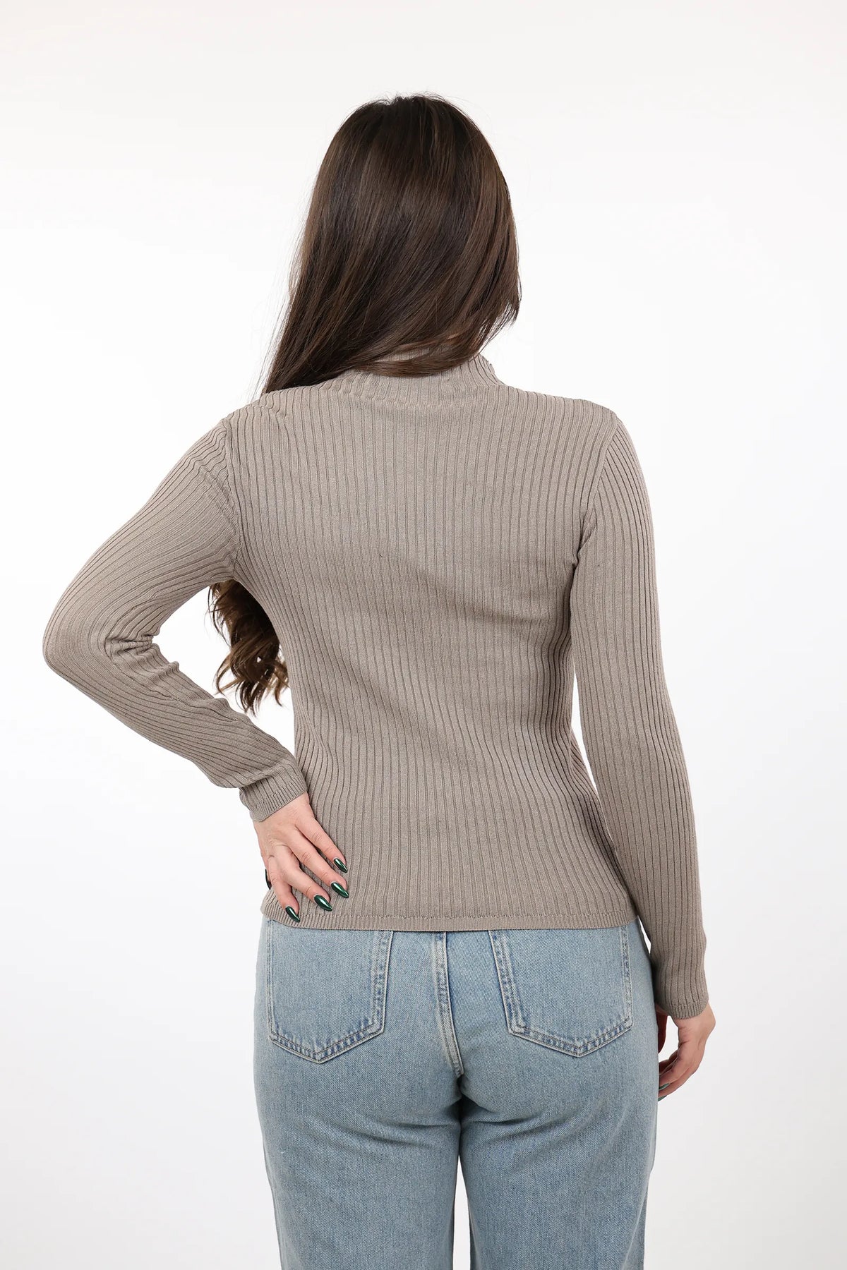 Gjysem rrollke slim fit taupe