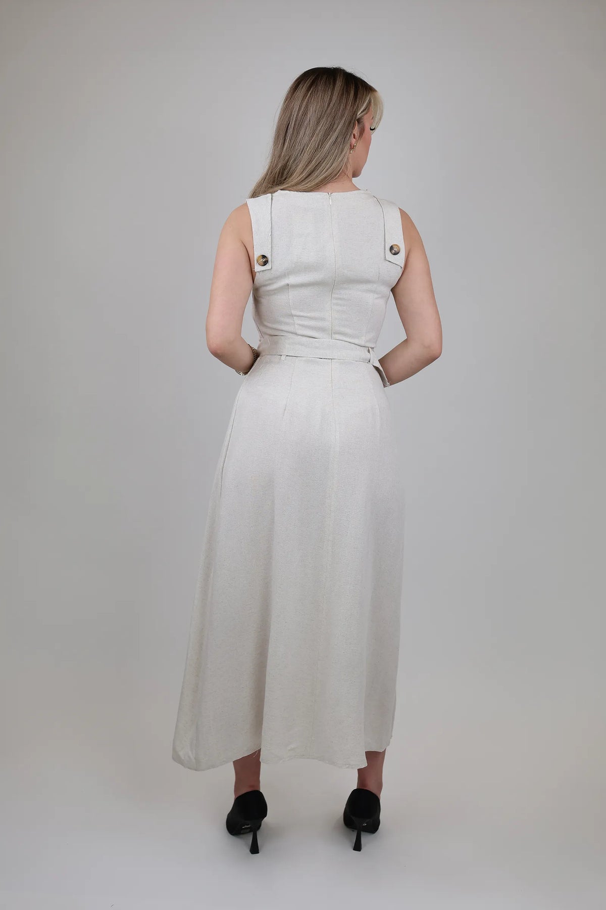 Fustan belted linen