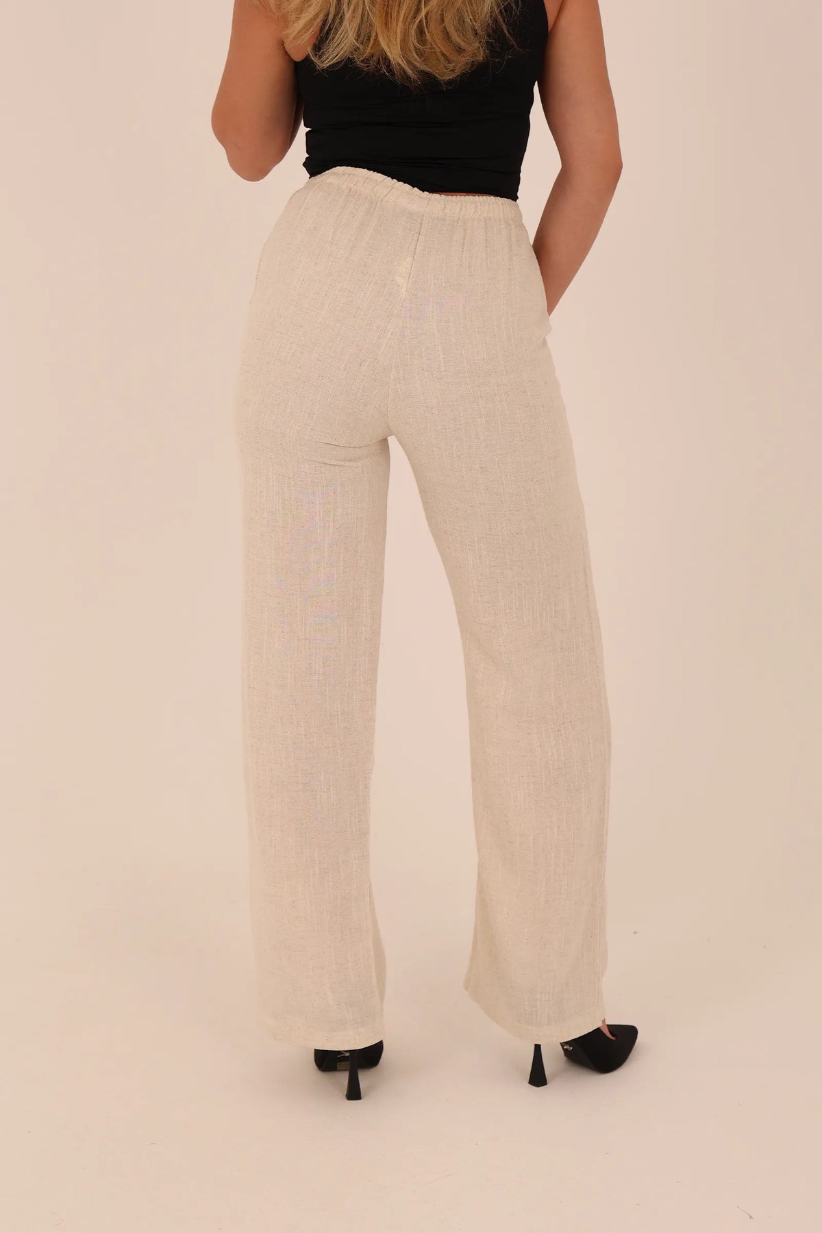 Pantallona linen elastic waist