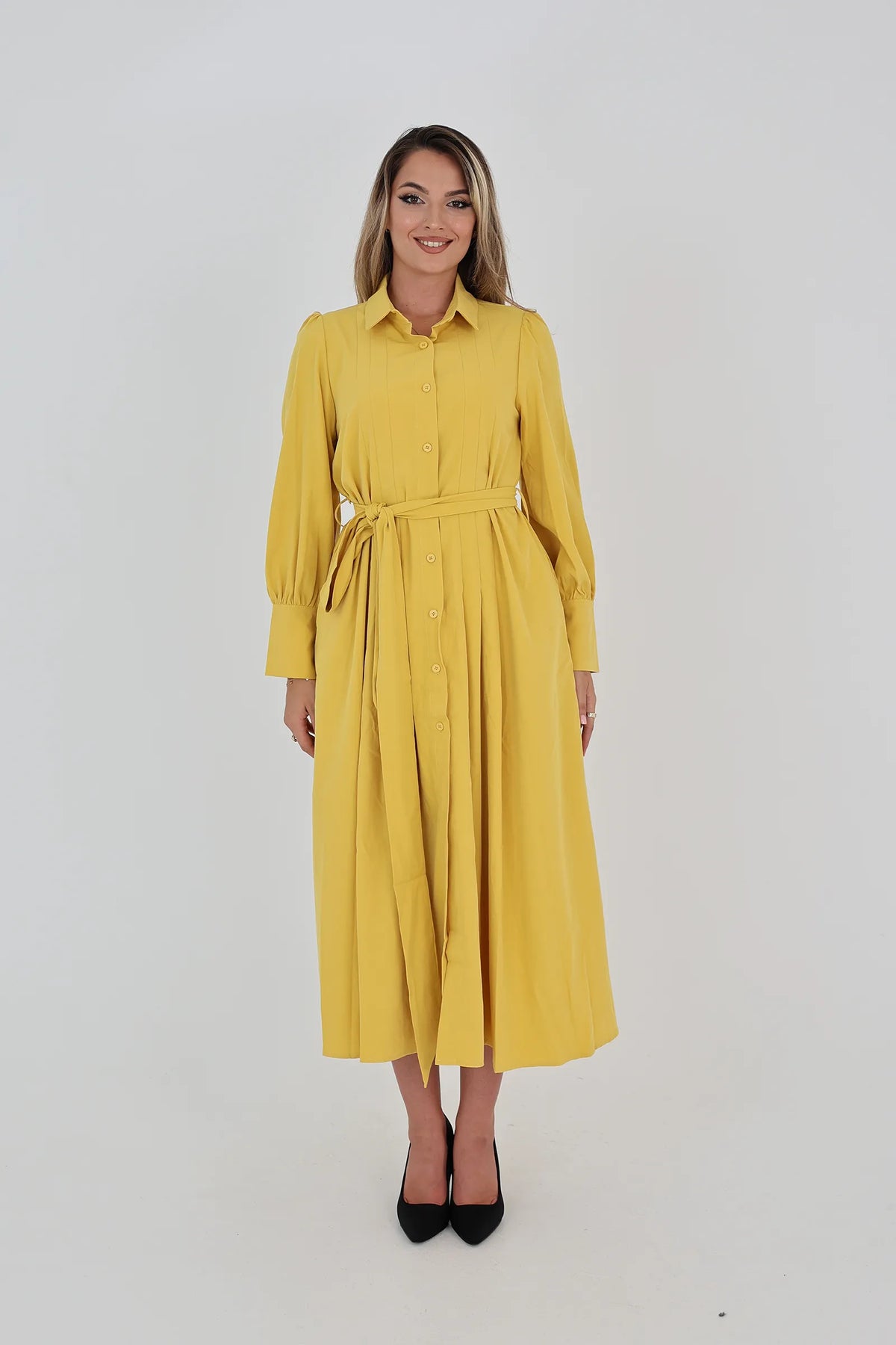 Fustan  long-sleeved mustard