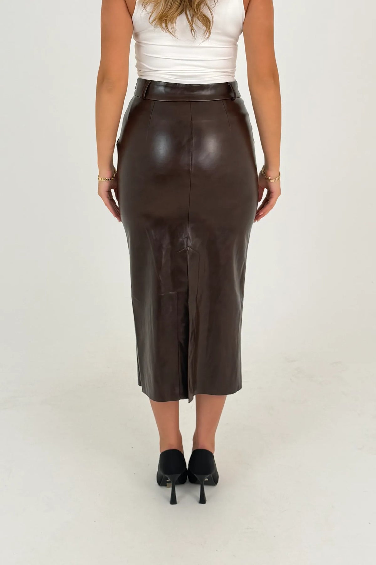 Fund leather pencil skirt