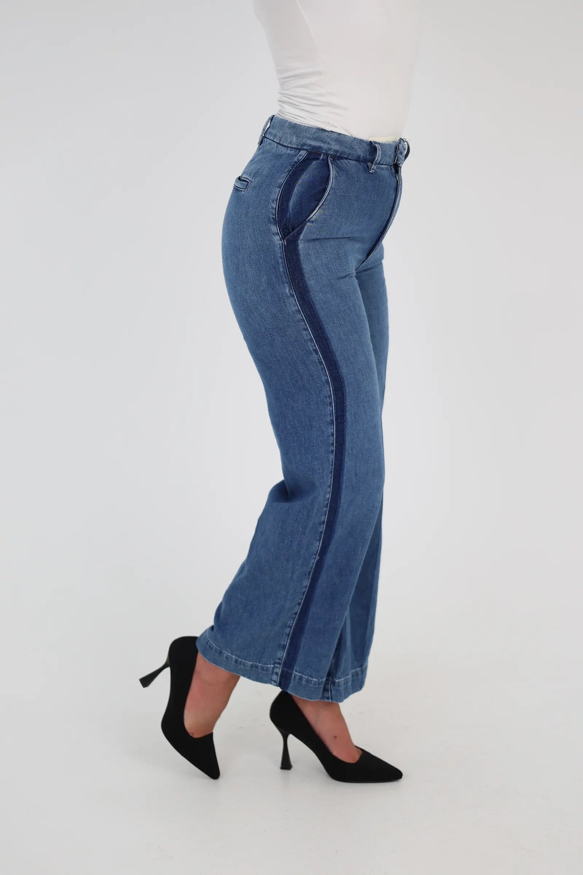 Farmerka wide-leg blue denim