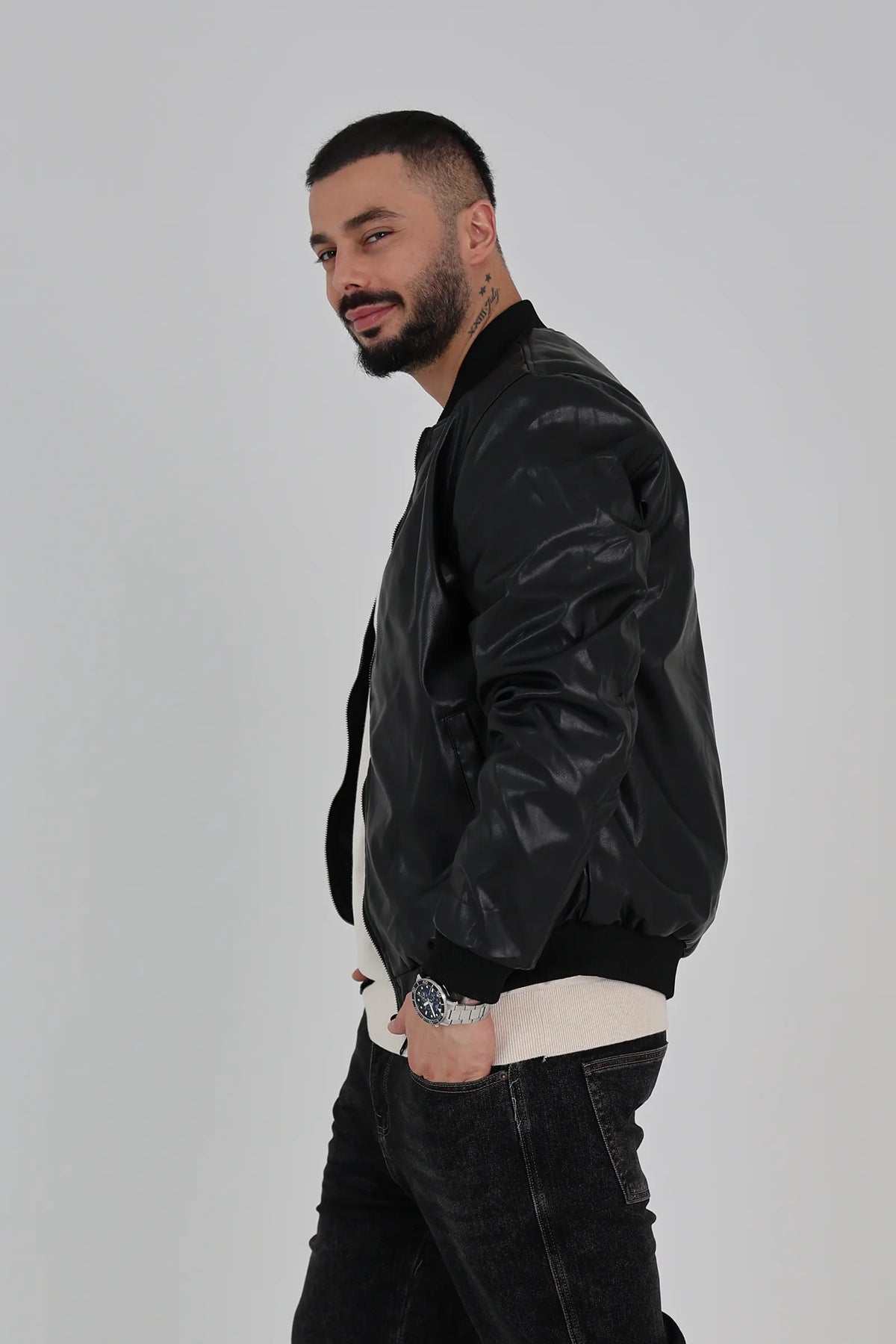 Jakne  faux-leather bomber