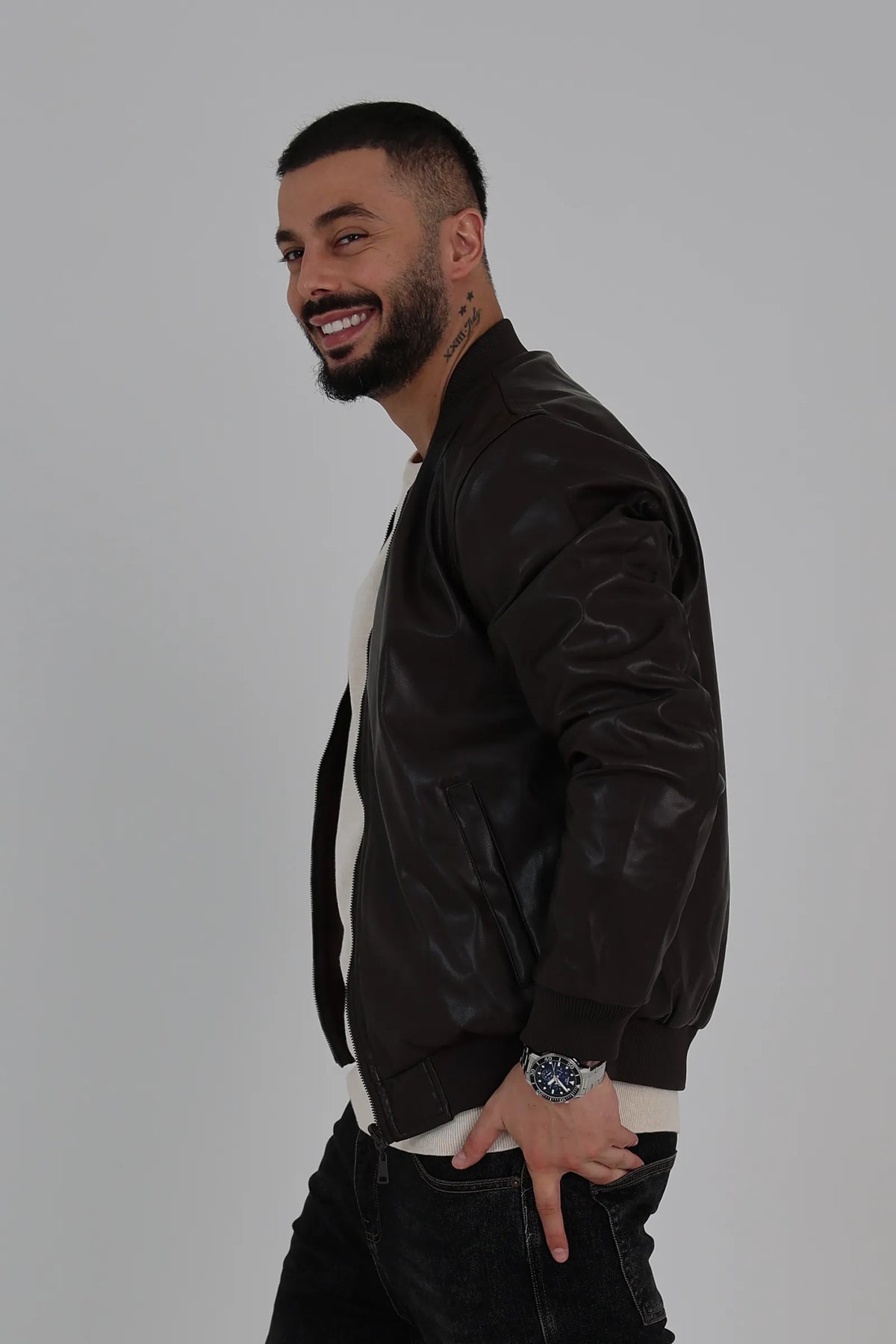 Jakne  faux-leather bomber