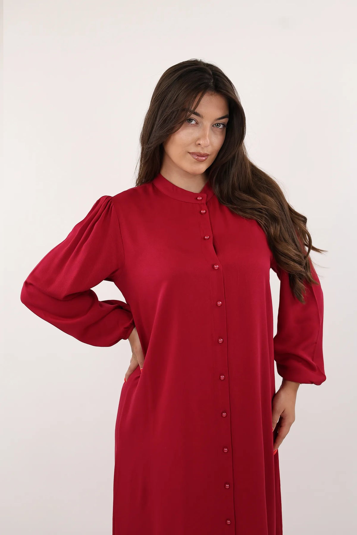 Fustan button maxi