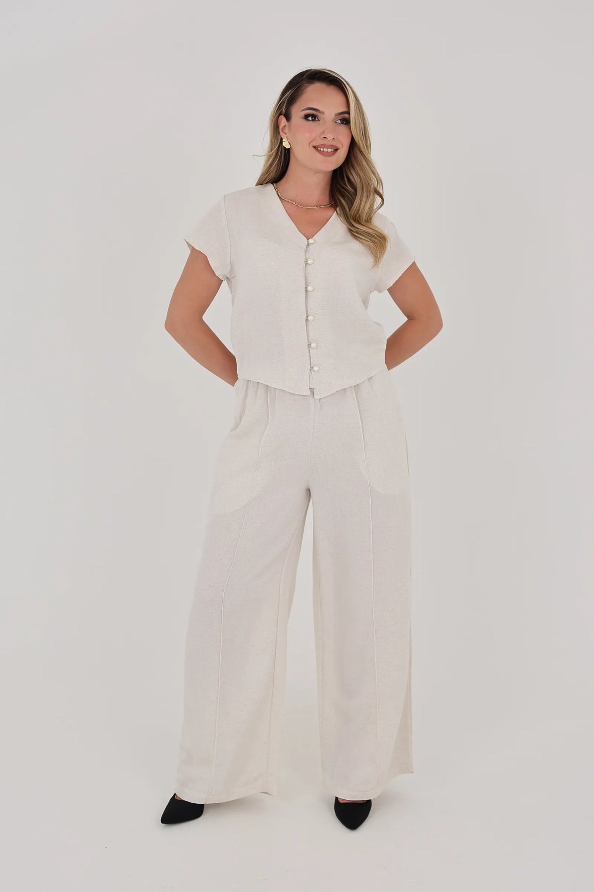 Pantallona pintuck pleat