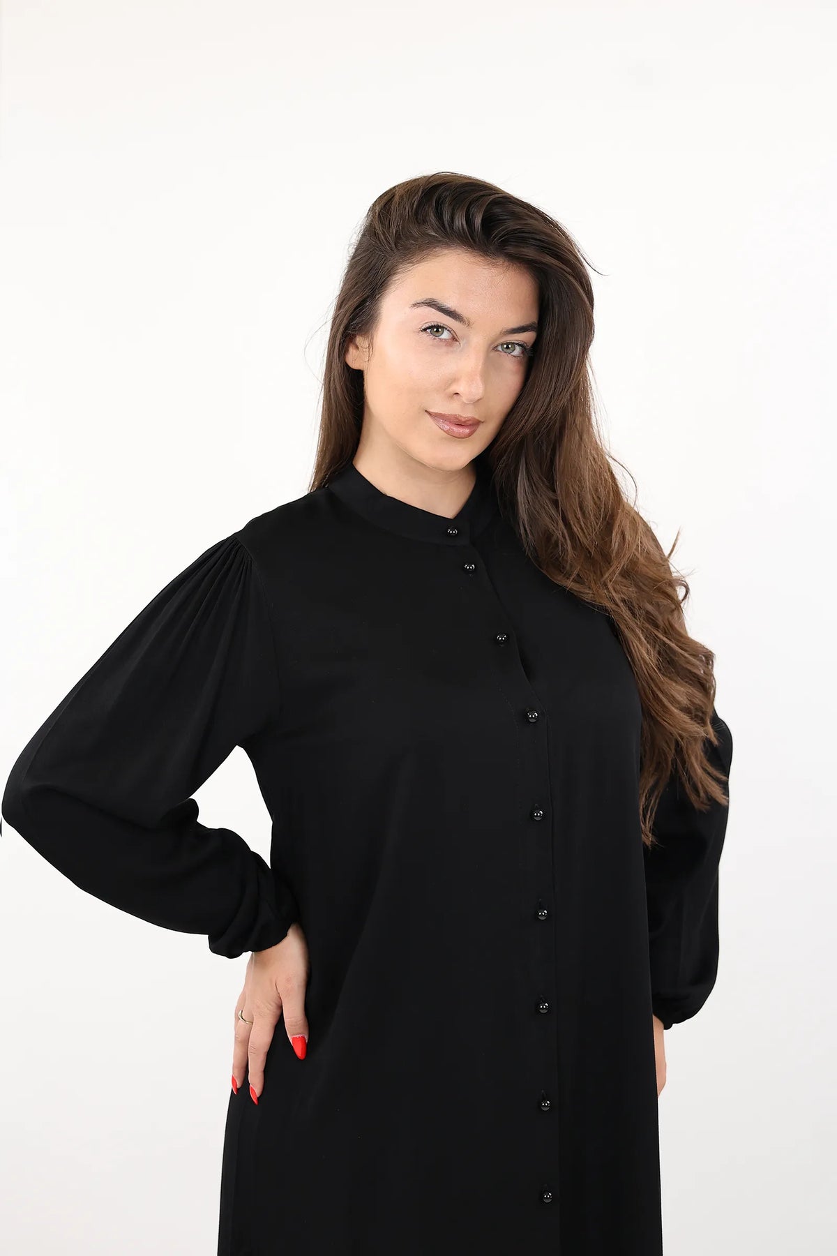 Fustan button maxi