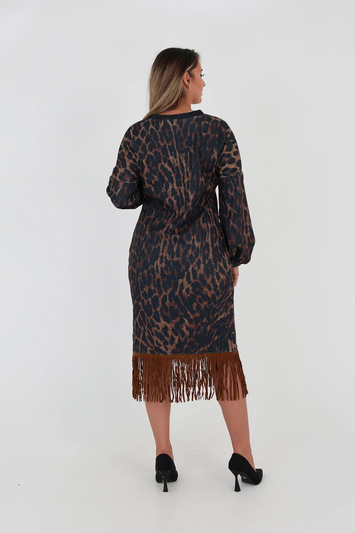 Fustan leopard print midi